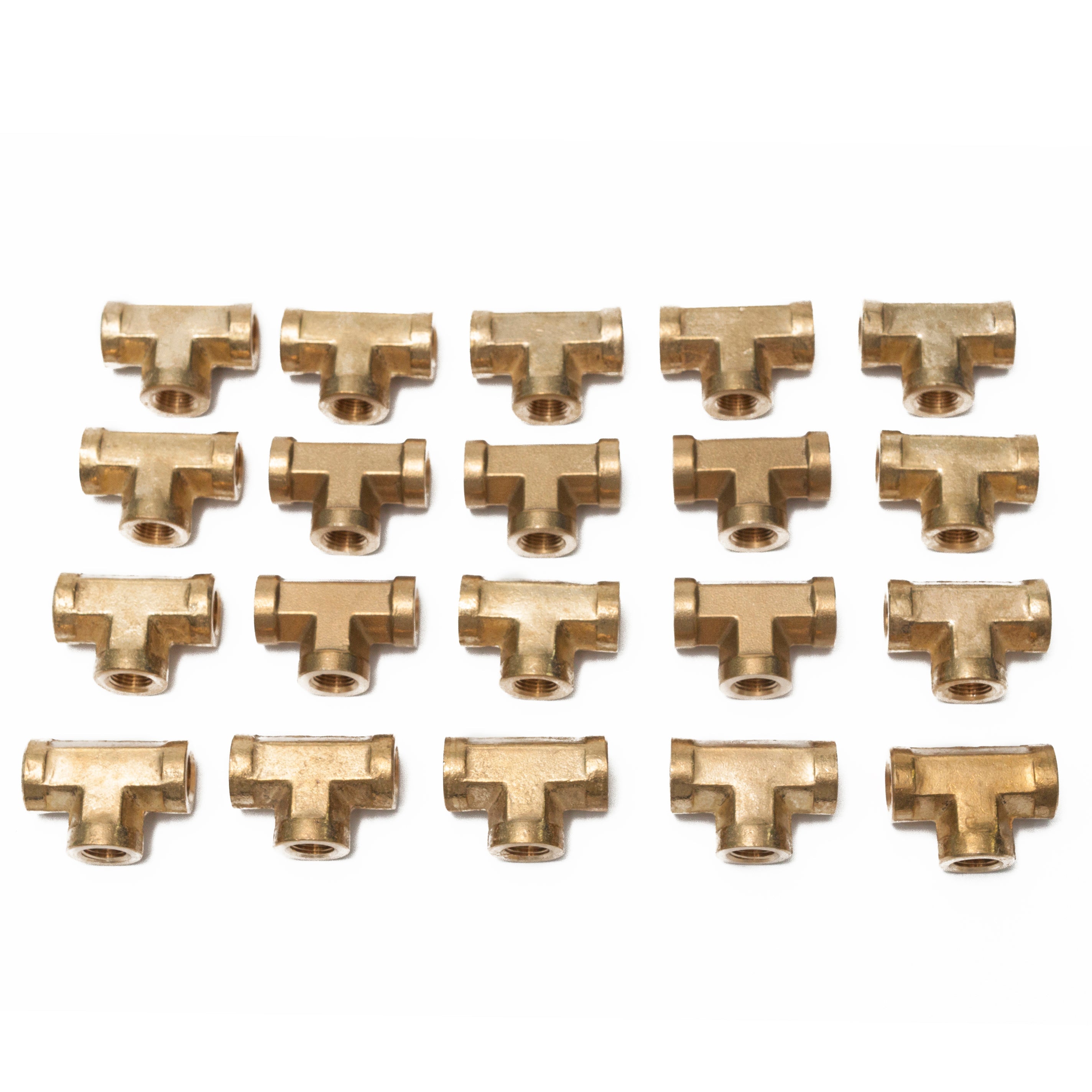 LTWFITTING Brass Pipe Fitting 1/8 Inch Female NPT Thread Tee Fuel Air(Pack of 20)