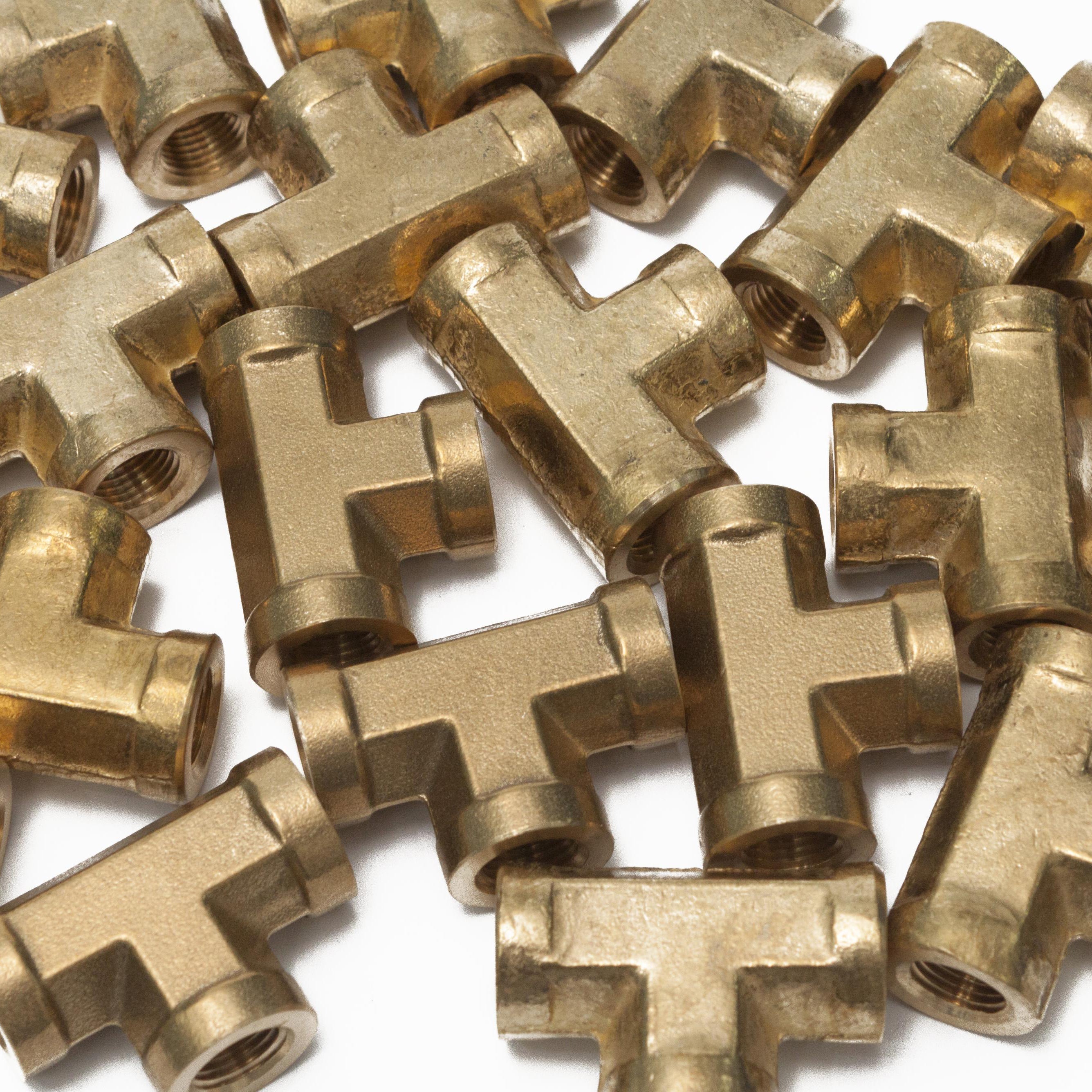 LTWFITTING Brass Pipe Fitting 1/8 Inch Female NPT Thread Tee Fuel Air(Pack of 200)