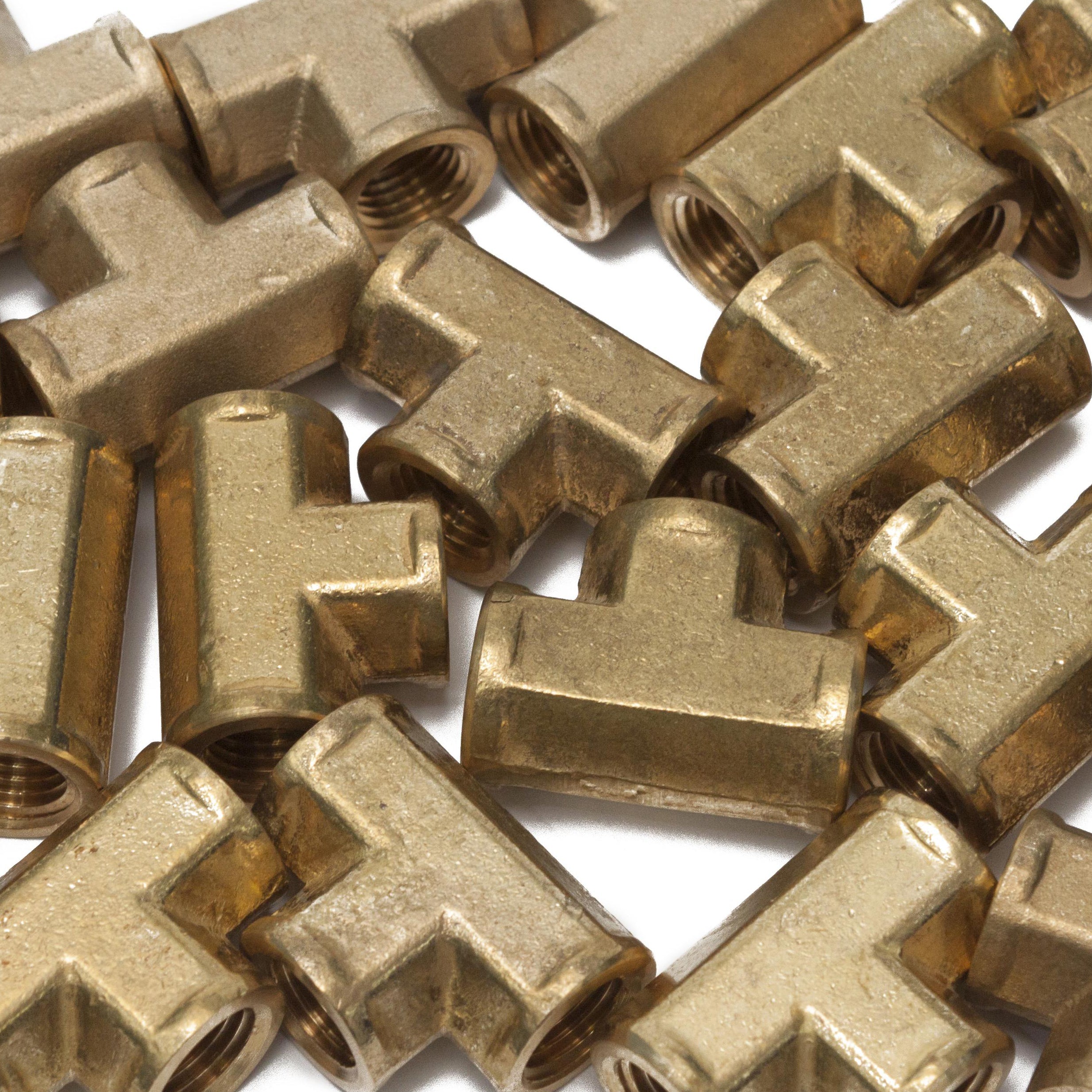 LTWFITTING Brass Pipe Fitting 1/4 Inch Female NPT Thread Tee Fuel Air(Pack of 150)