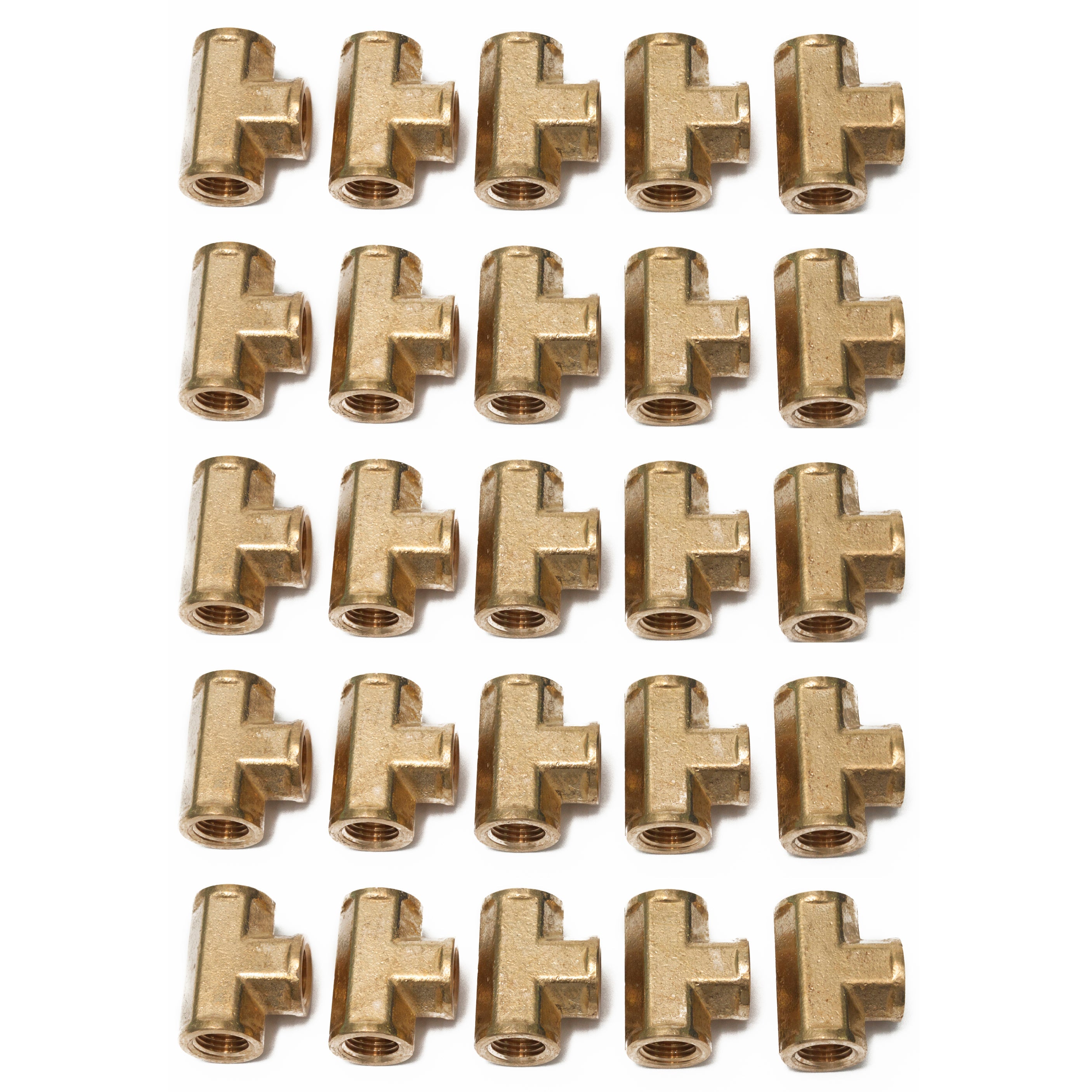 LTWFITTING Brass Pipe Fitting 1/4 Inch Female NPT Thread Tee Fuel Air(Pack of 25)