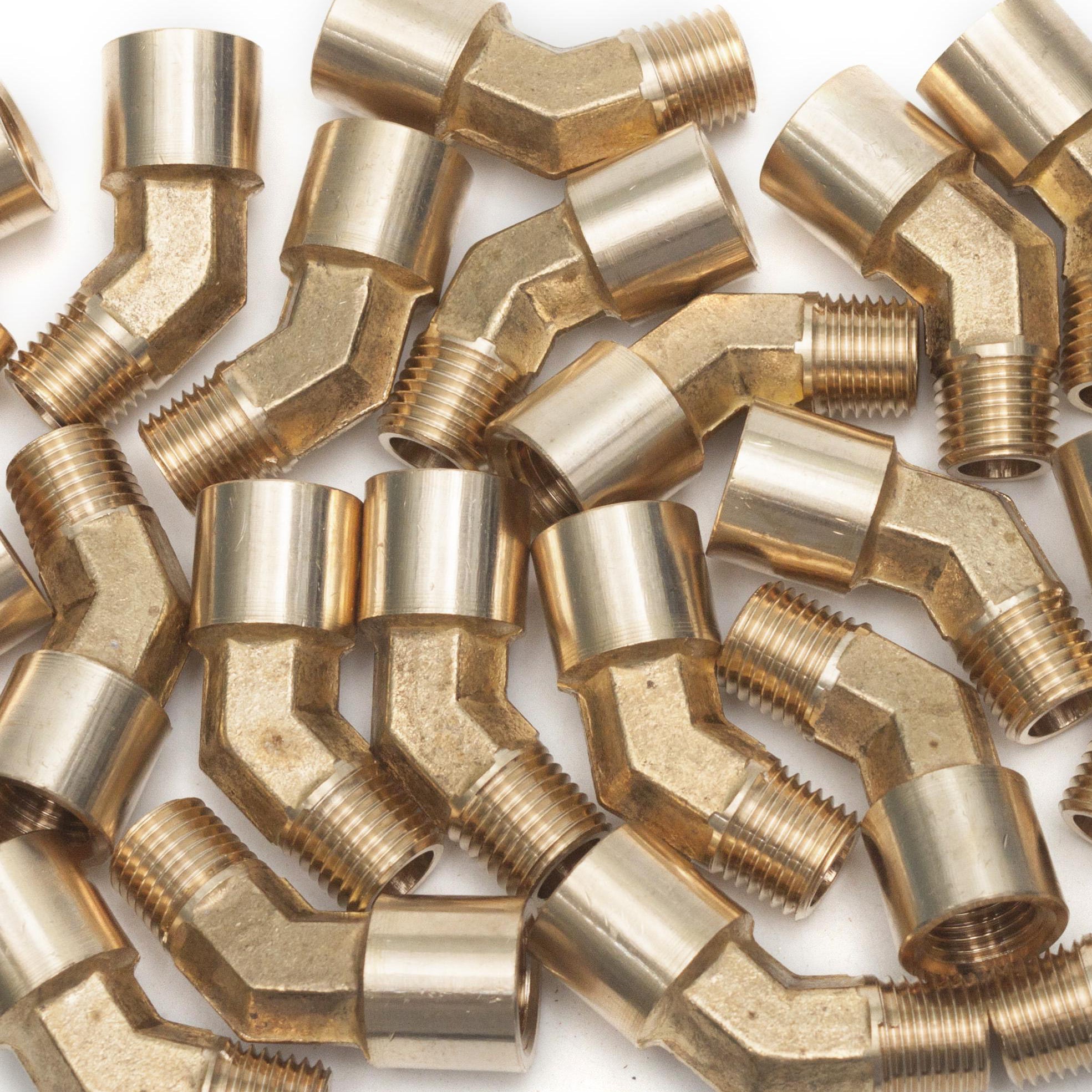 LTWFITTING Brass Pipe 45 Deg 1/4 Inch NPT Street Elbow Forged Fitting Fuel Air Boat(Pack of 250)