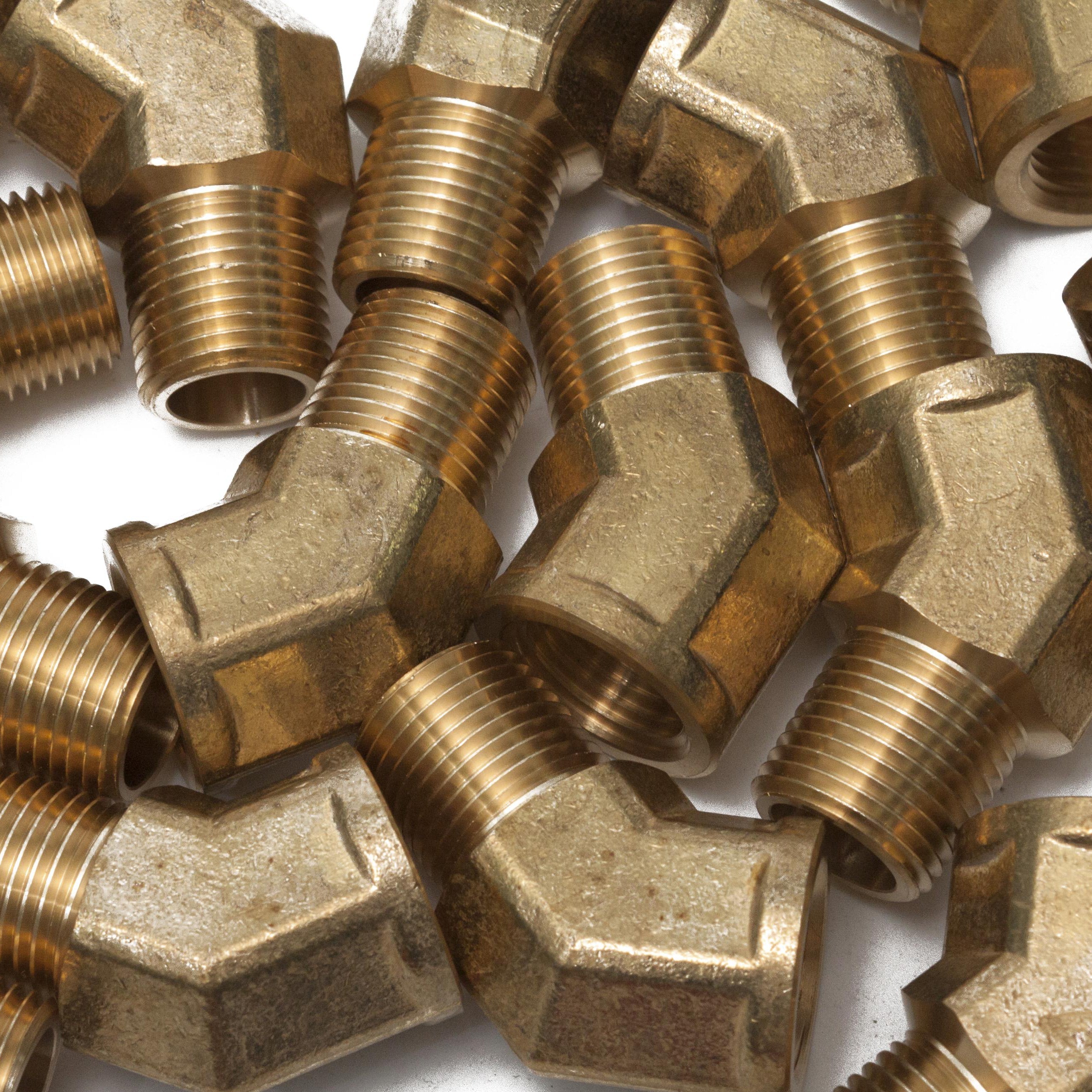 LTWFITTING Brass Pipe 45 Deg 1/2 Inch NPT Street Elbow Forged Fitting Fuel Air Boat(Pack of 100)