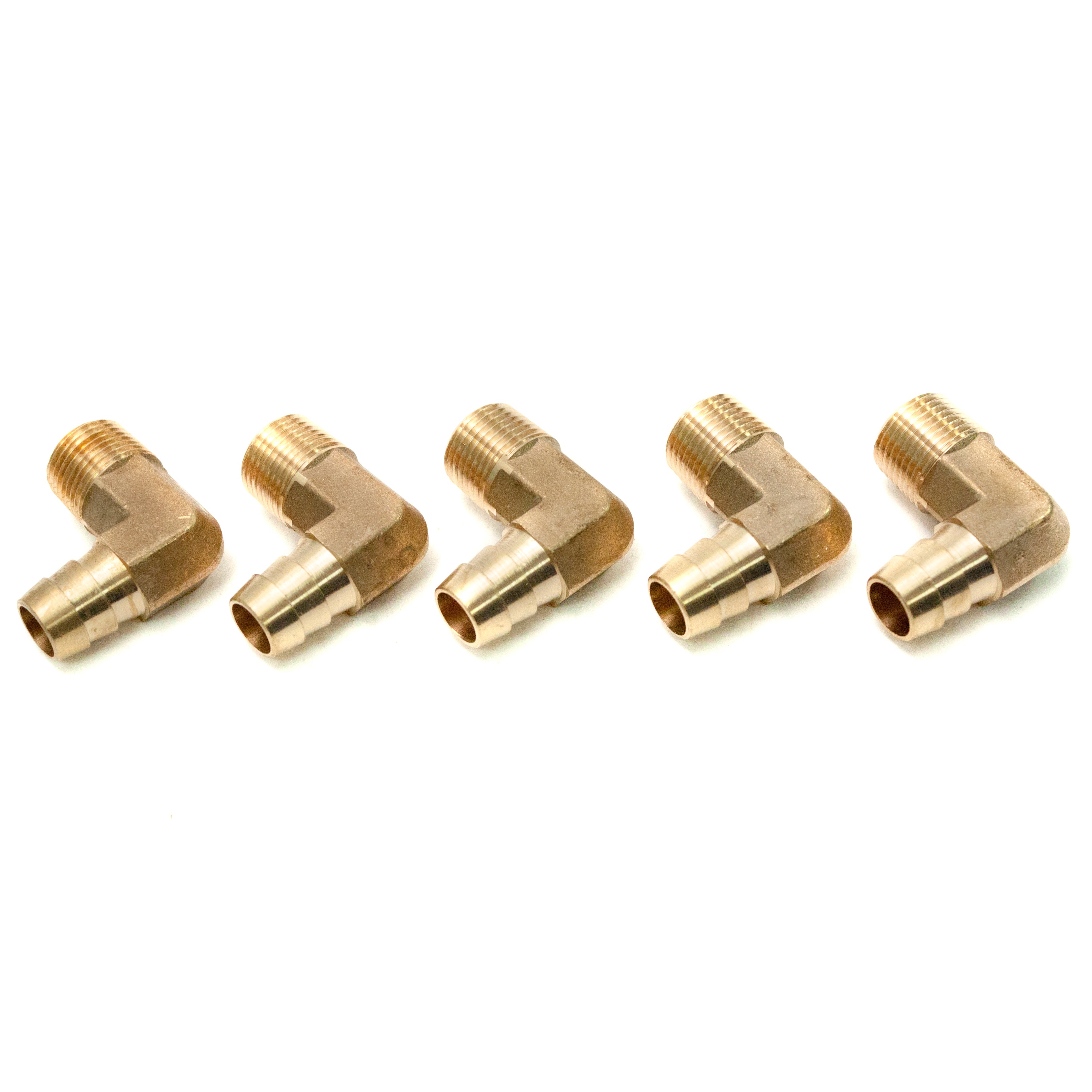 LTWFITTING 90 Degree Elbow Brass Barb Fitting 1/2 ID Hose x 3/8-Inch Male NPT Fuel Boat Water(Pack of 5)