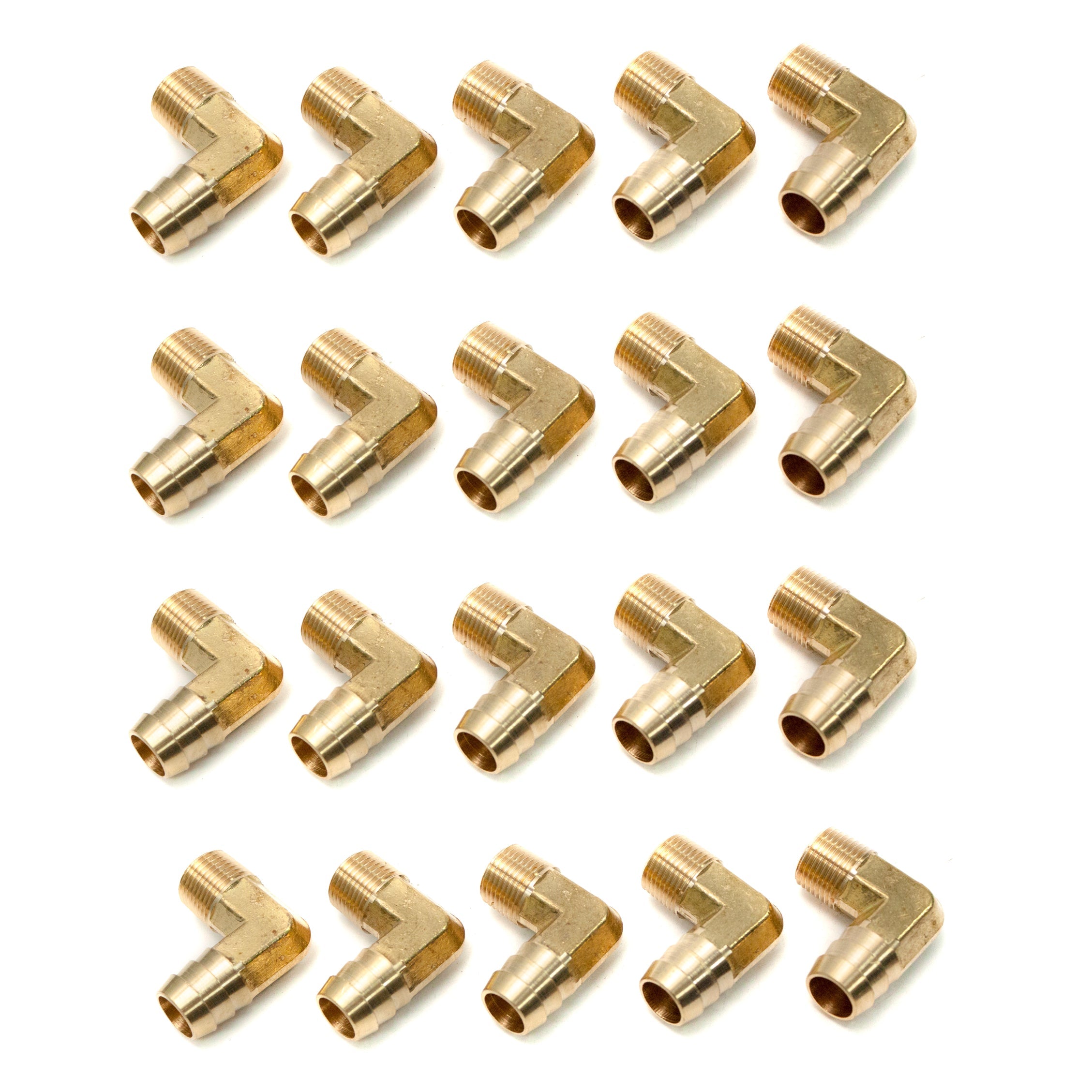 LTWFITTING 90 Degree Elbow Brass Barb Fitting 5/8 ID Hose x 3/8-Inch Male NPT Fuel Boat Water(Pack of 20)
