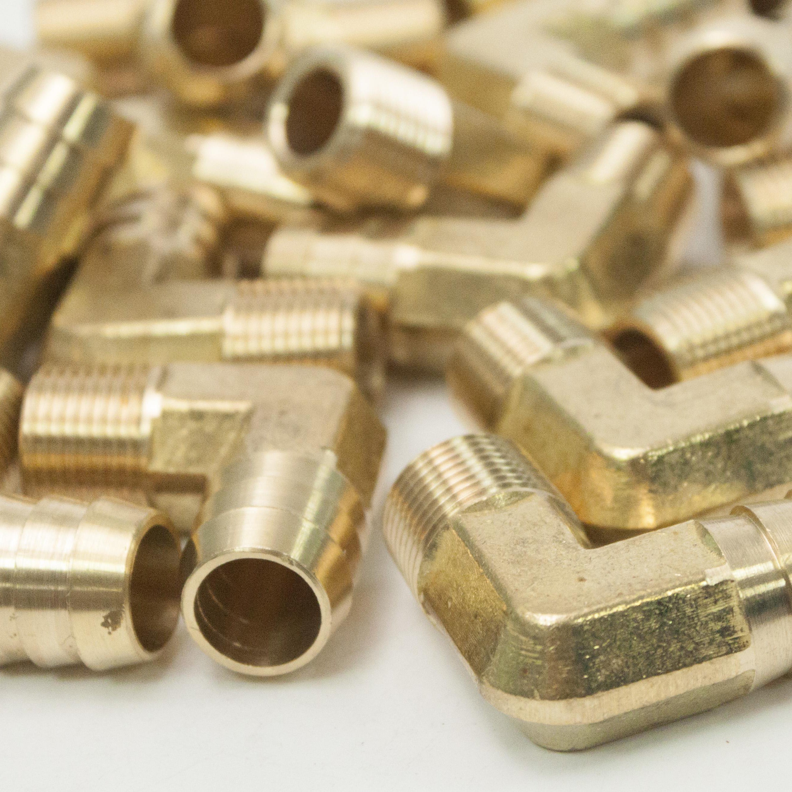 LTWFITTING 90 Degree Elbow Brass Barb Fitting 5/8 ID Hose x 3/8-Inch Male NPT Fuel Boat Water(Pack of 200)