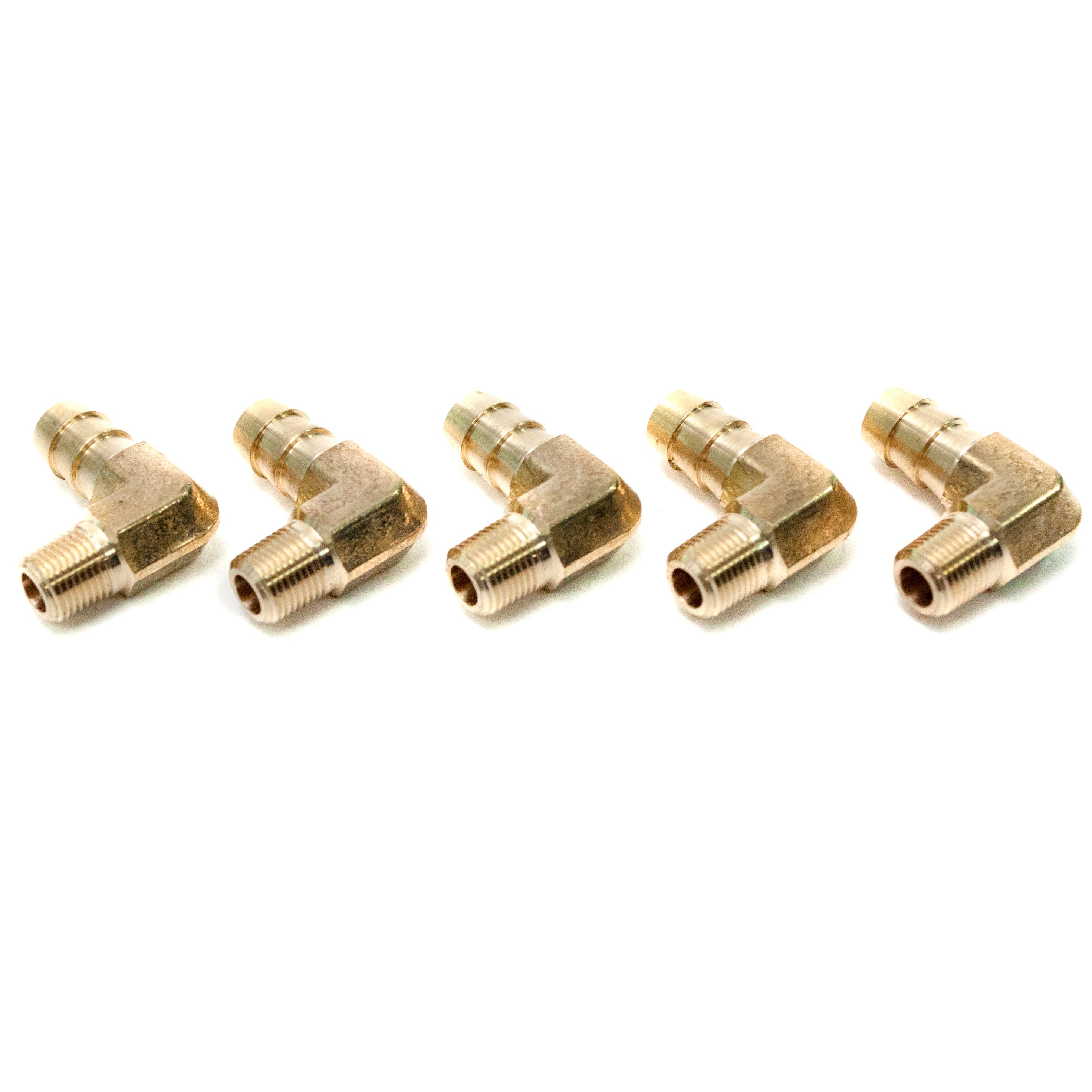 LTWFITTING 90 Degree Elbow Brass Barb Fitting 3/8 ID Hose x 1/8-Inch Male NPT Fuel Boat Water(Pack of 5)