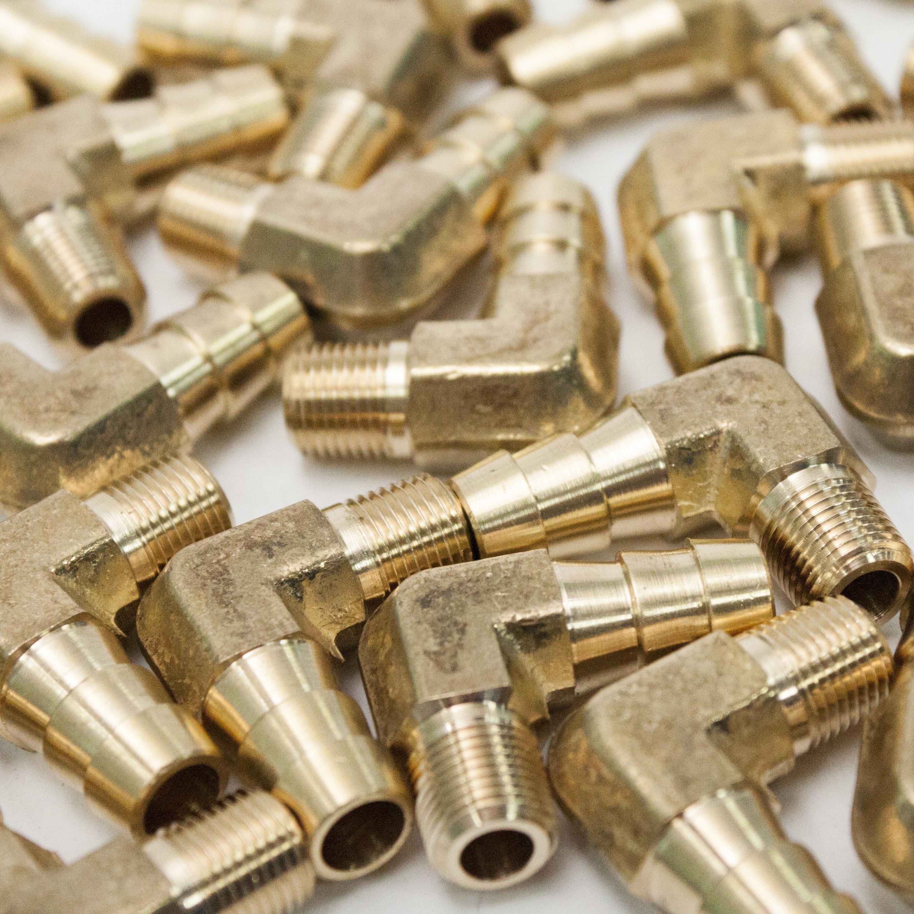 LTWFITTING Lead Free 90 Deg Elbow Brass Barb Fitting 3/8 Inch Hose Barb x 1/8 Inch Male NPT Thread Fuel Boat Water (Pack of 400)
