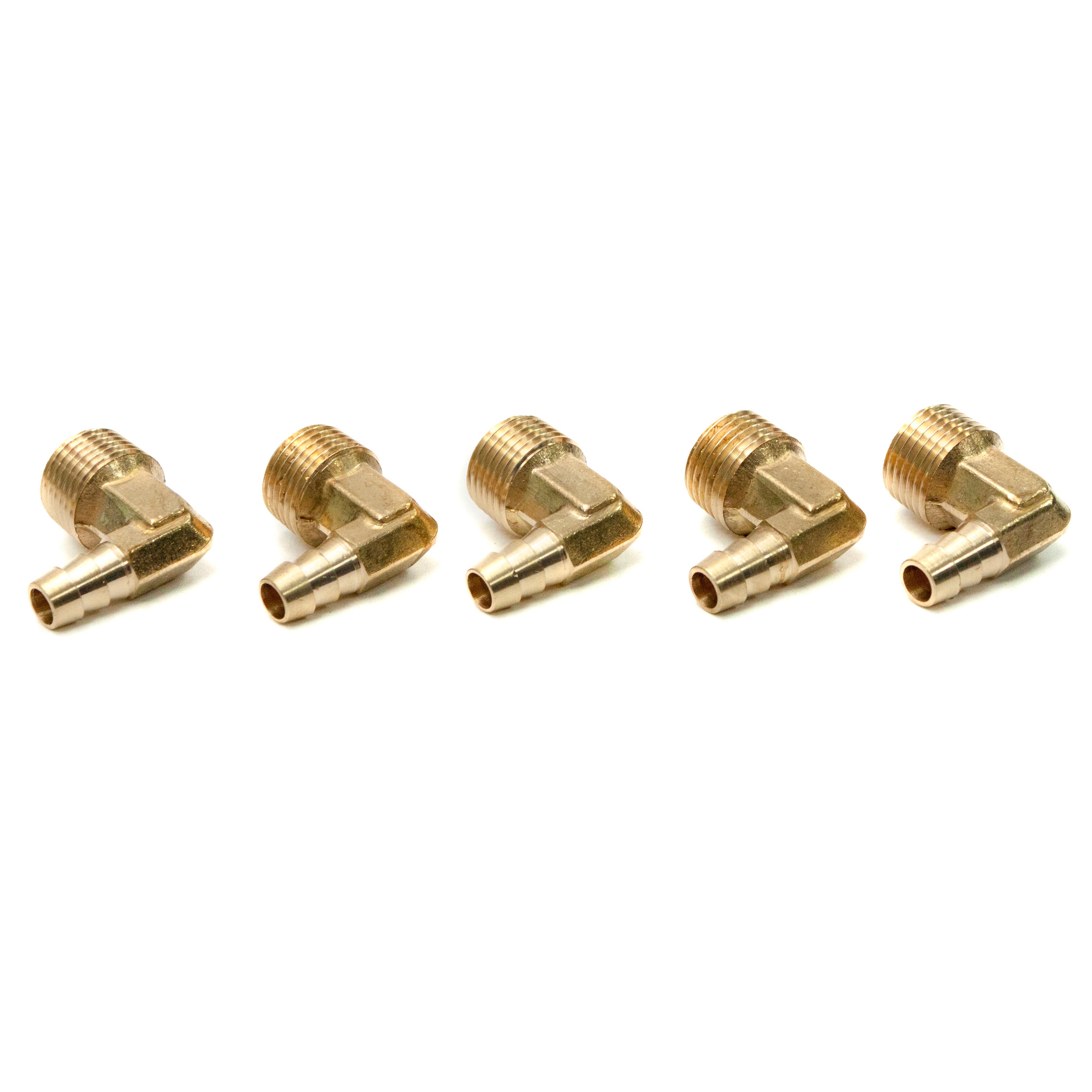 LTWFITTING 90 Degree Elbow Brass Fitting 3/8 Hose Barb x 1/2-Inch Male NPT Fuel Boat Air(Pack of 5)