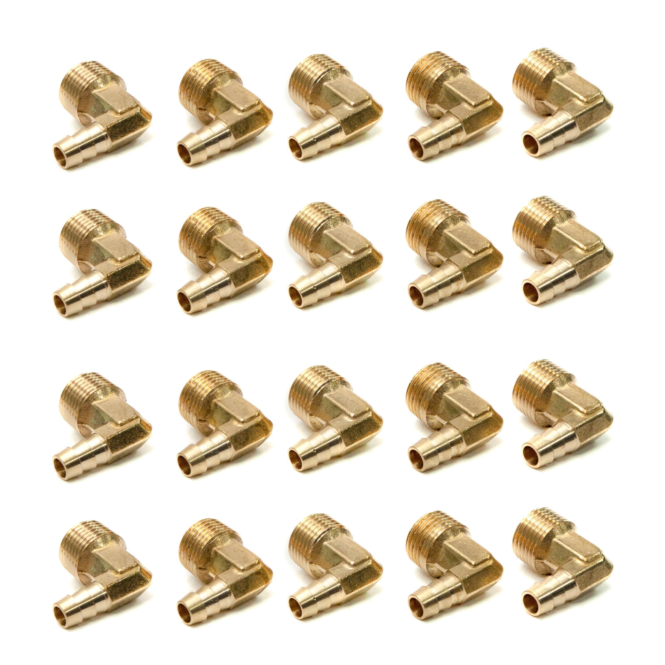 LTWFITTING 90 Degree Elbow Brass Fitting 3/8 Hose Barb x 1/2-Inch Male NPT Fuel Boat Air(Pack of 20)