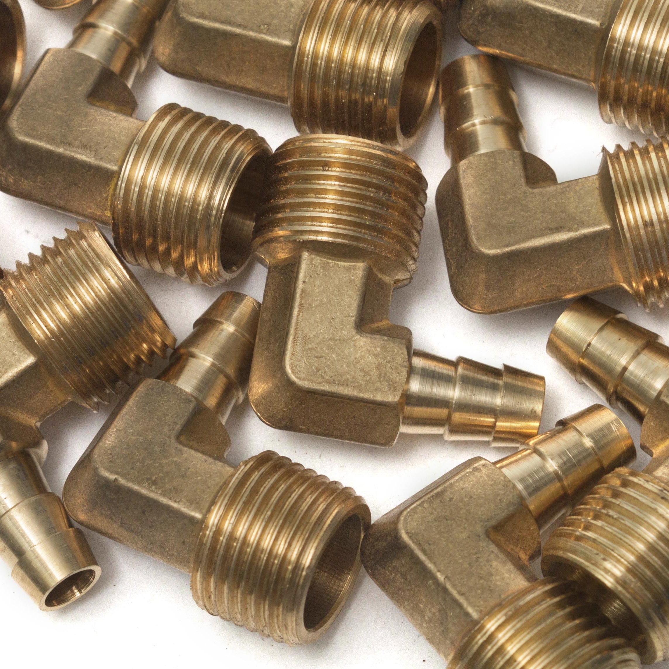 LTWFITTING 90 Degree Elbow Brass Fitting 3/8 Hose Barb x 1/2-Inch Male NPT Fuel Boat Air(Pack of 200)