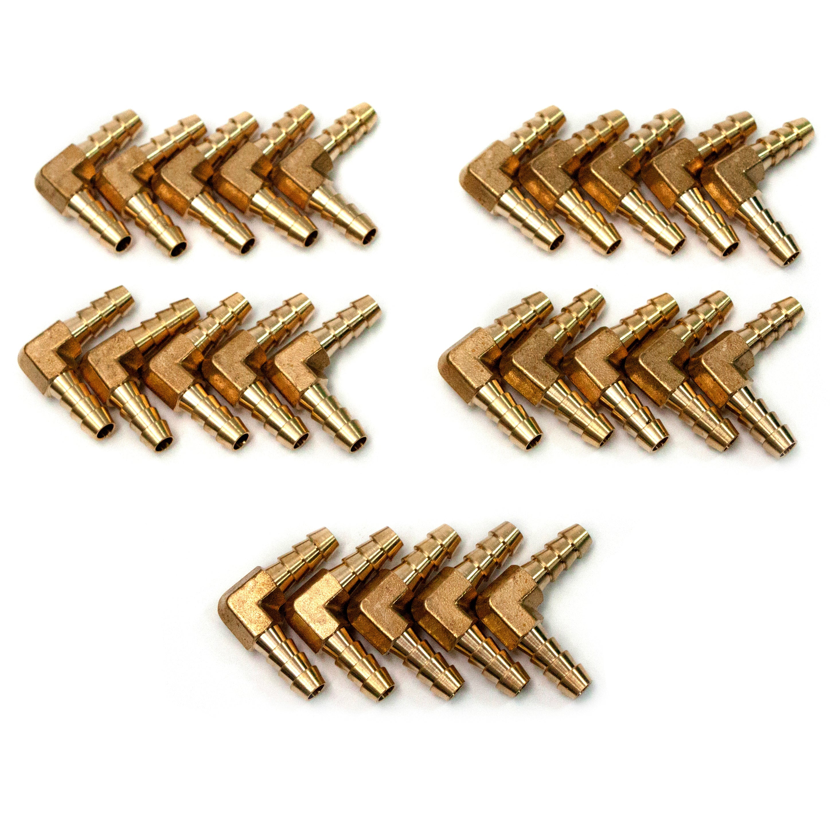 LTWFITTING LTWFITTING 90 Deg Elbow Brass Barb Fitting 1/4-Inch x1/4-Inch Hose ID Air/Water/Fuel/Oil/Inert Gases (Pack of 25)