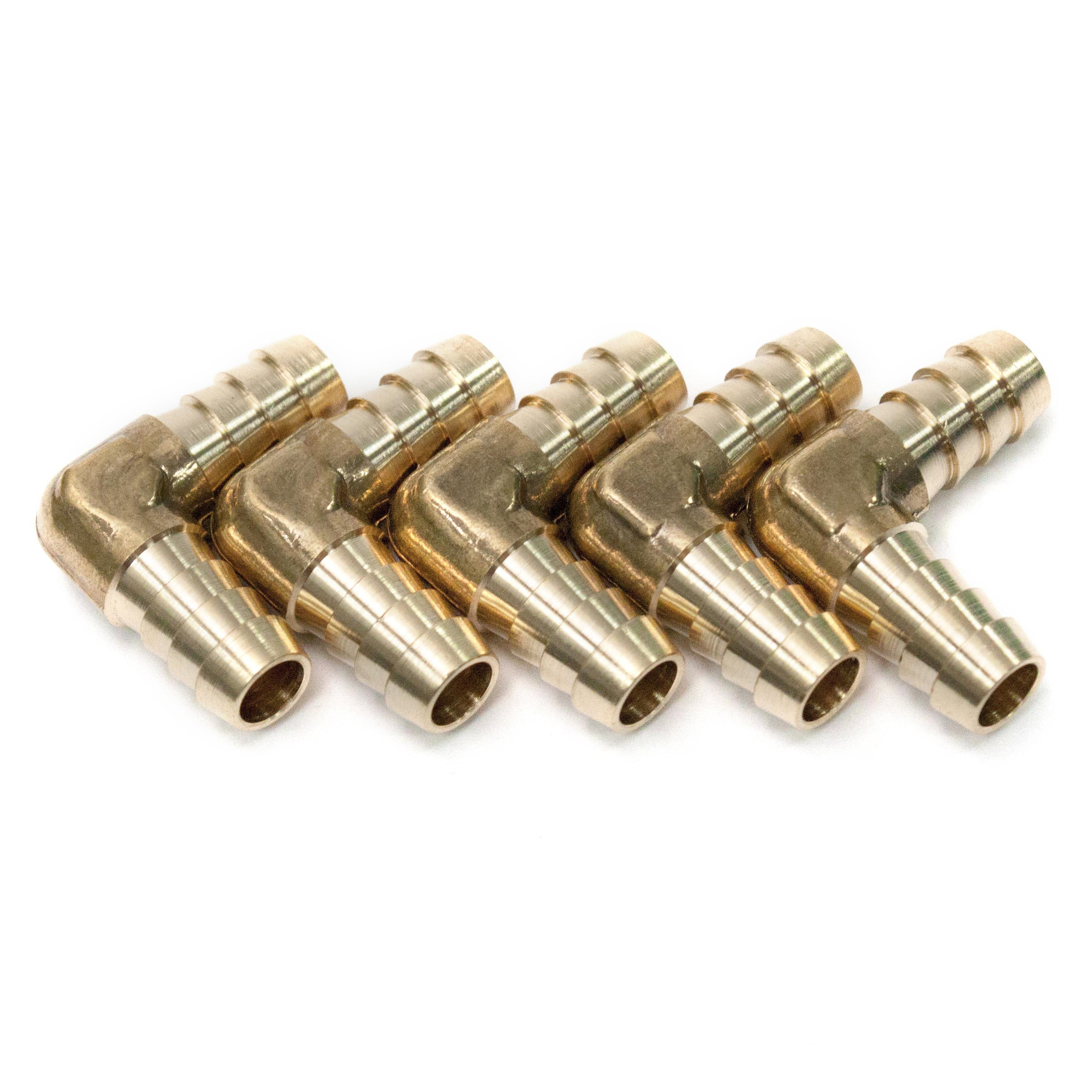 LTWFITTING LTWFITTING 90 Deg Elbow Brass Barb Fitting 3/8-Inch x3/8-Inch Hose ID Air/Water/Fuel/Oil/Inert Gases (Pack of 5)