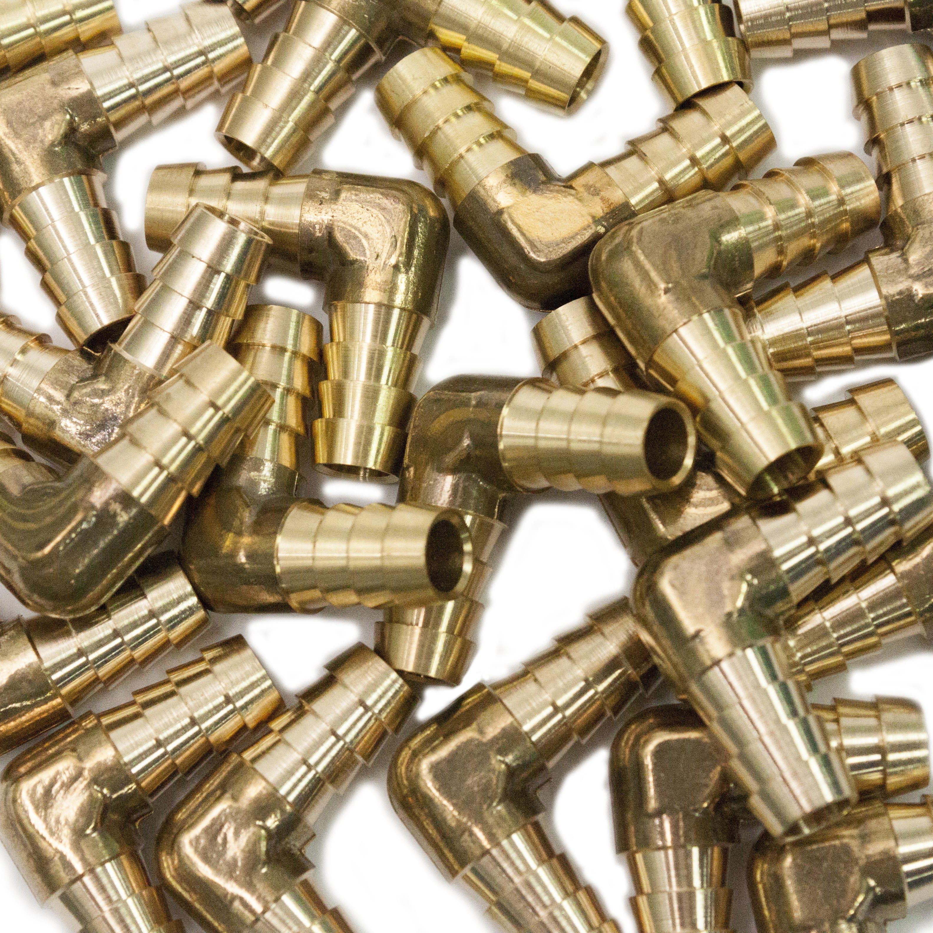 LTWFITTING LTWFITTING 90 Deg Elbow Brass Barb Fitting 3/8-Inch x3/8-Inch Hose ID Air/Water/Fuel/Oil/Inert Gases (Pack of 500)