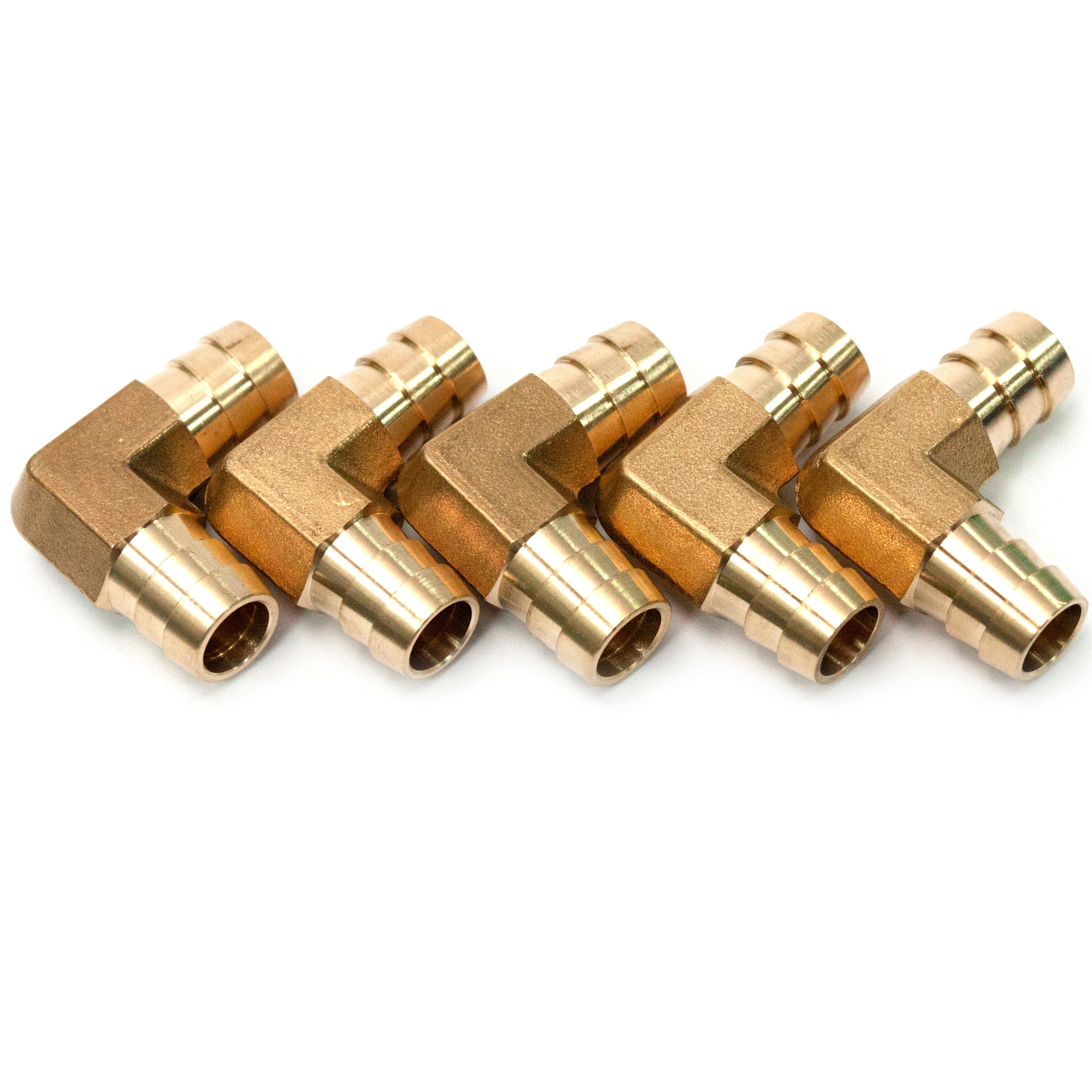 LTWFITTING LTWFITTING 90 Deg Elbow Brass Barb Fitting1/2 Hose ID x 1/2-Inch Hose ID Air/Water/Fuel/Oil/Inert Gases (Pack of 5)