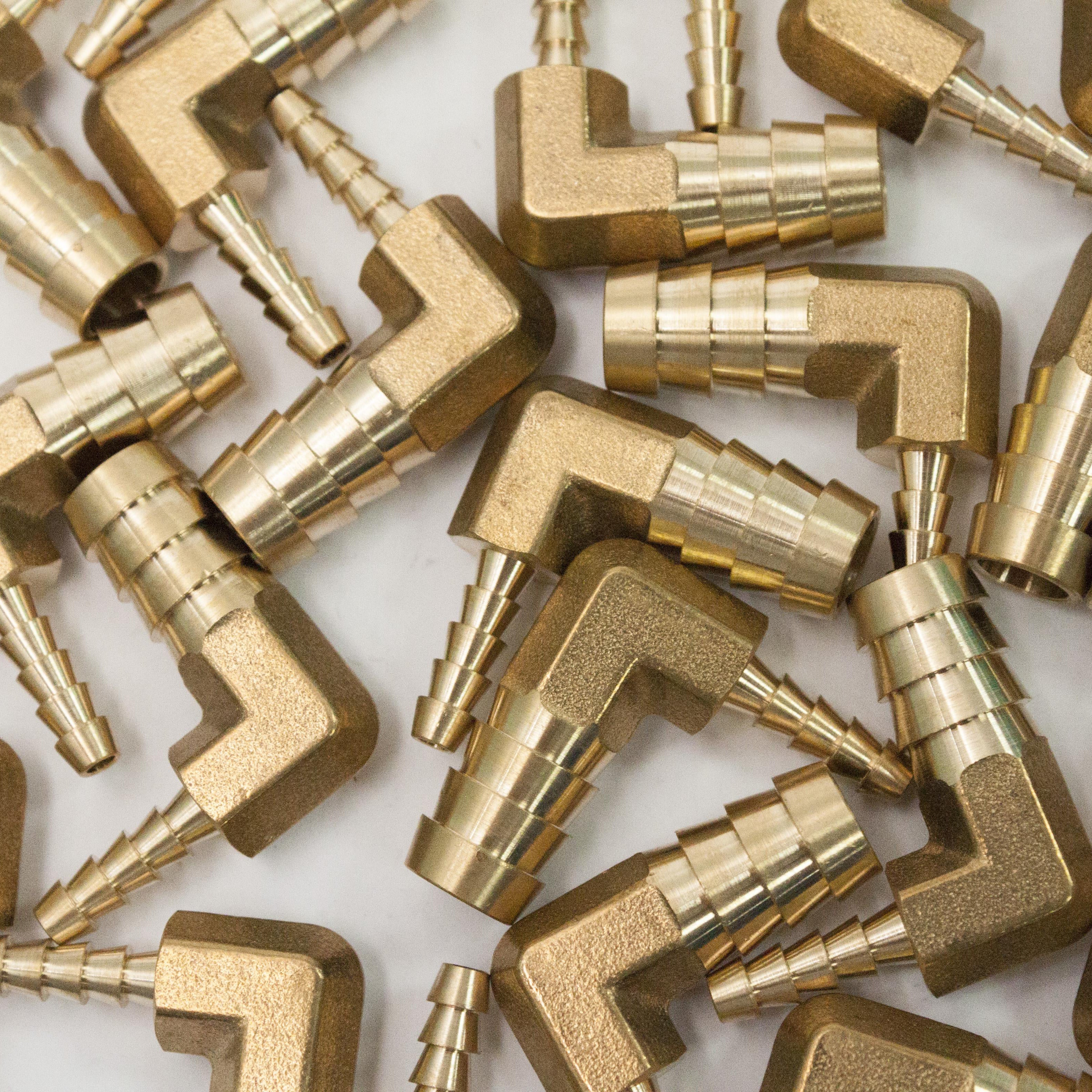 LTWFITTING 90 Deg Reducing Elbow Brass Barb Fitting 3/8-Inchx1/8-Inch Hose ID Air/Water/Fuel/Oil/Inert Gases (Pack of 400)