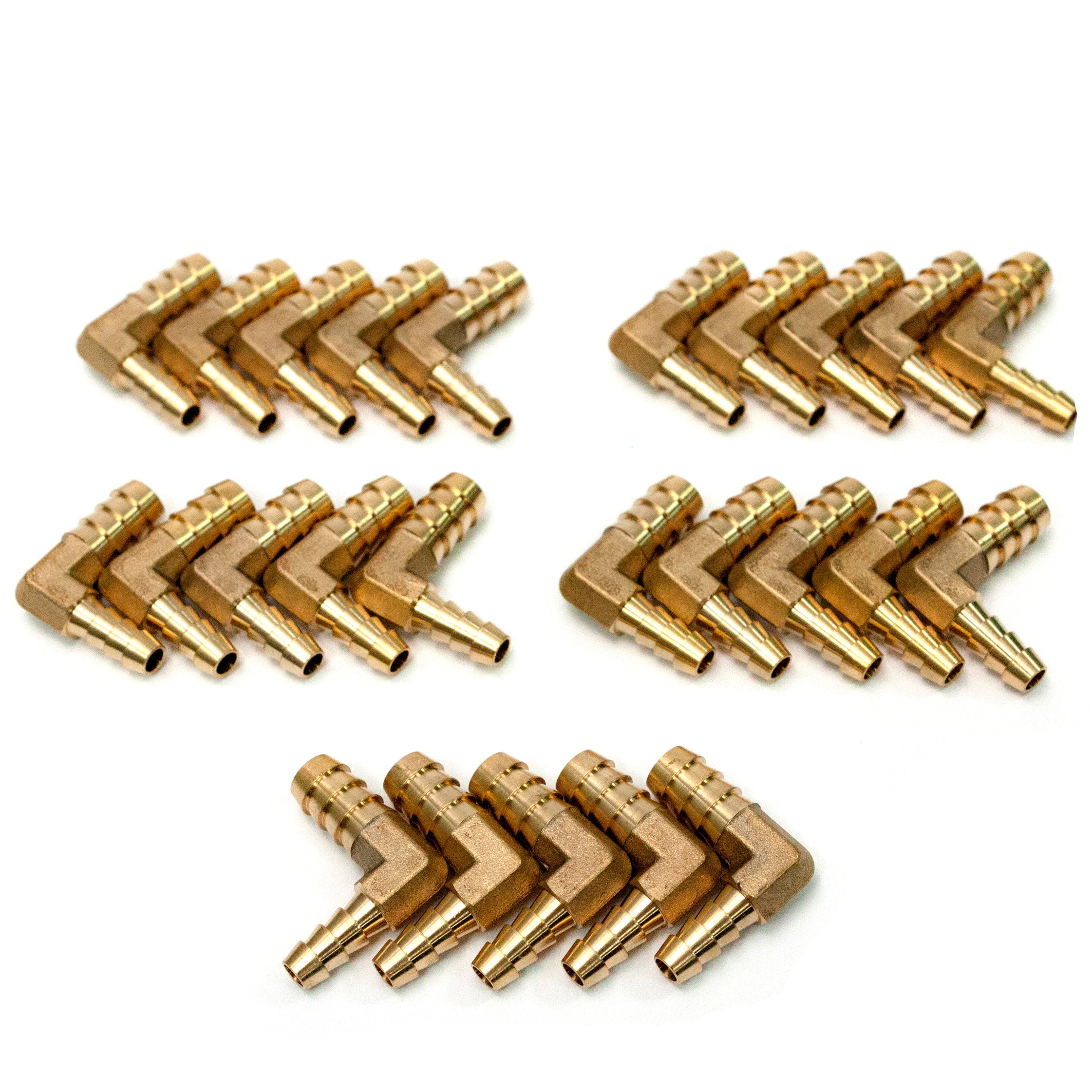 LTWFITTING LTWFITTING 90 Deg Reducing Elbow Brass Barb Fitting 3/8-Inch x1/4-Inch Hose ID Air/Water/Fuel/Oil/Inert Gases (Pack of 25)