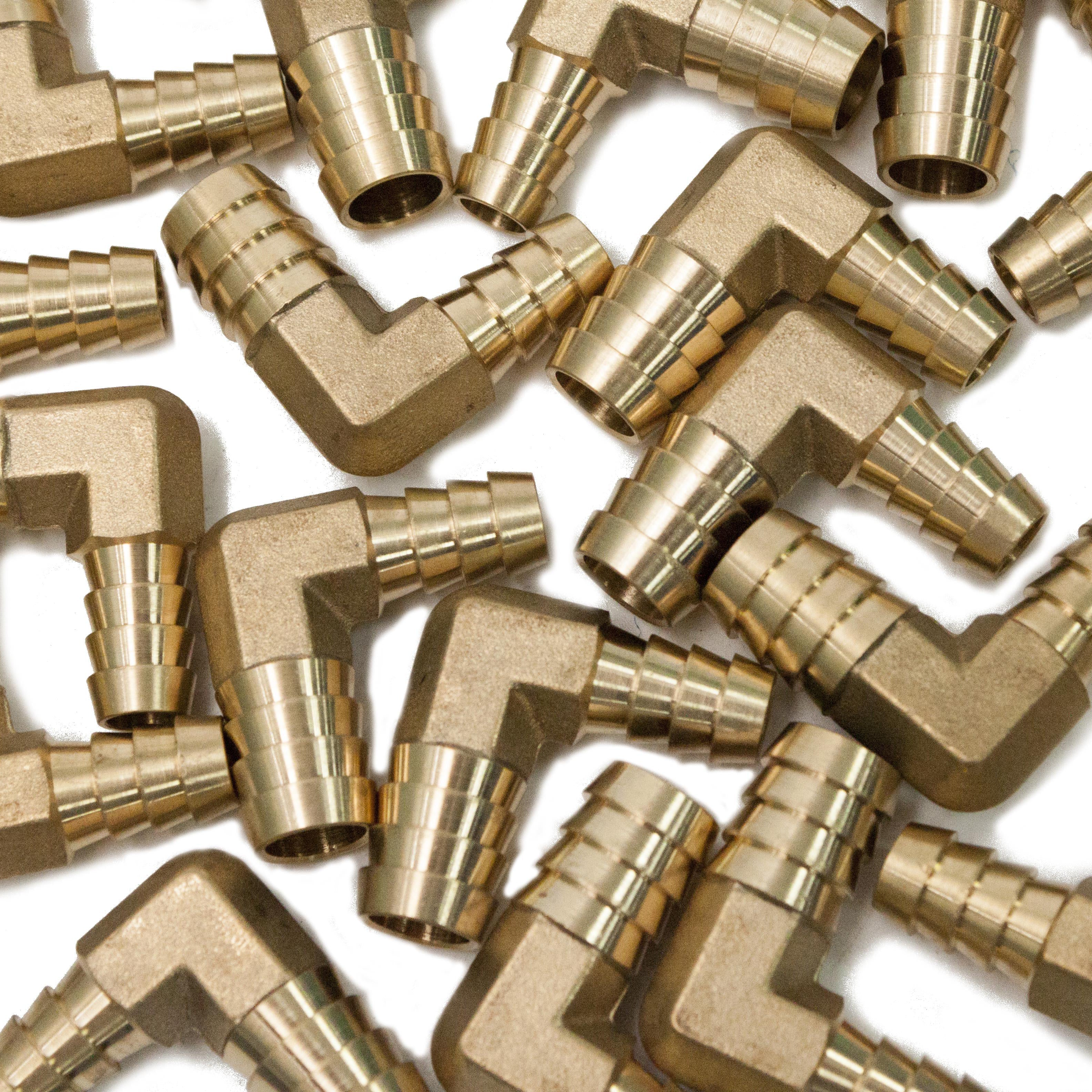LTWFITTING LTWFITTING 90 Deg Reducing Elbow Brass Barb Fitting 1/2-Inch x3/8-Inch Hose ID Air/Water/Fuel/Oil/Inert Gases (Pack of 500)