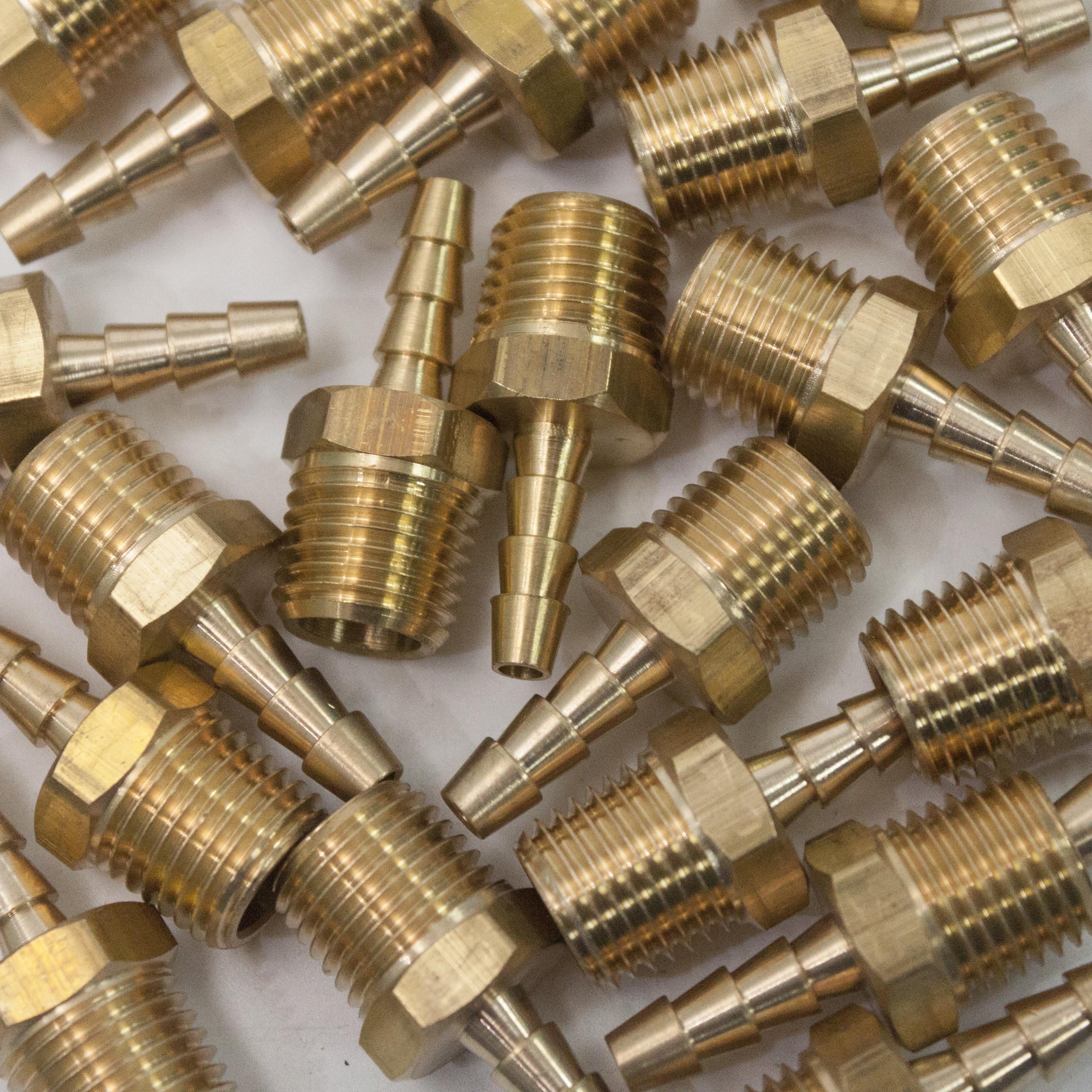 LTWFITTING Brass Fitting Coupler 3/16-Inch Hose Barb x 1/4-Inch Male NPT Fuel Gas Water(Pack of 500)