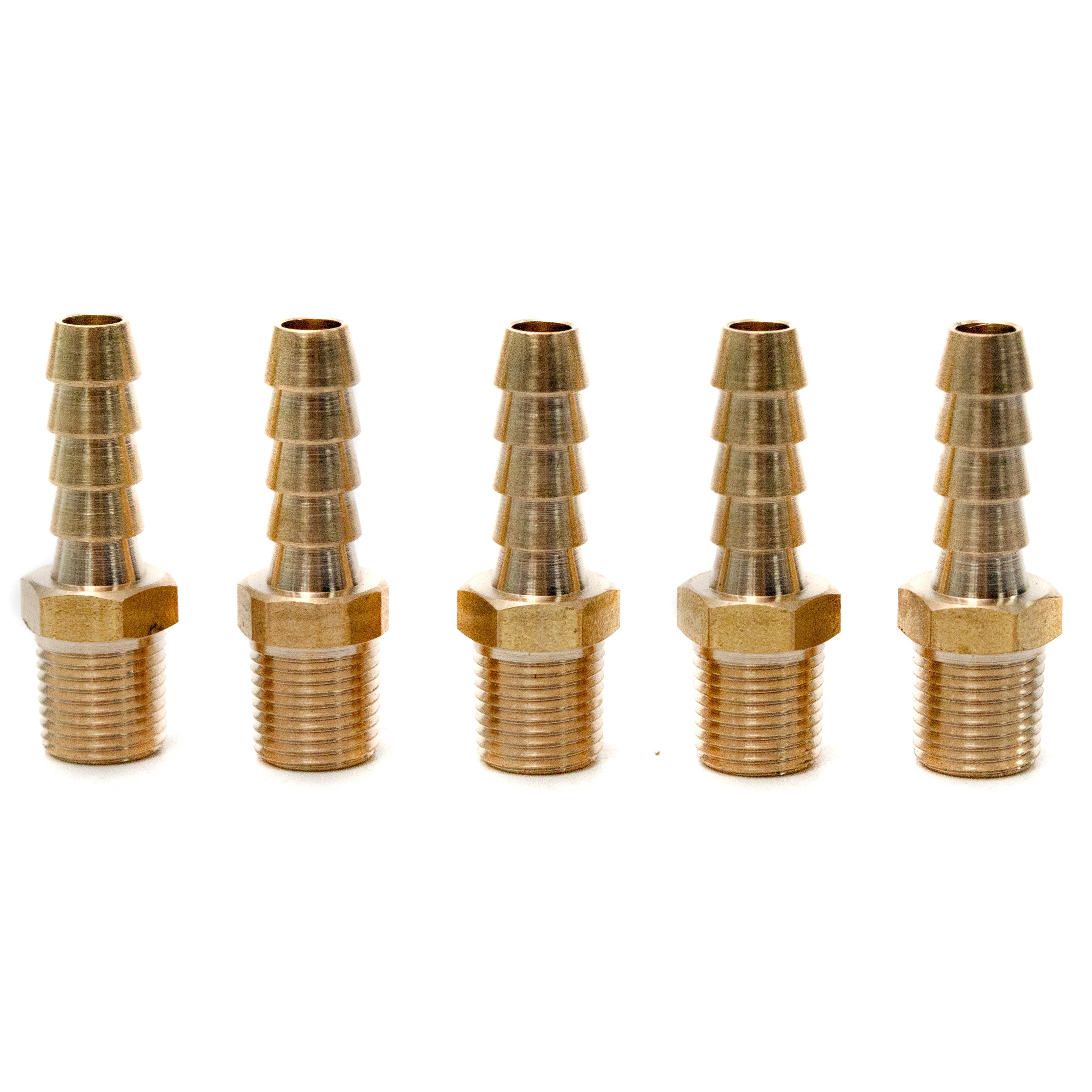 LTWFITTING Lead Free Brass Barbed Fitting Coupler/Connector 1/4 Inch Hose Barb x 1/8 Inch Male NPT Fuel Gas Water (Pack of 5)