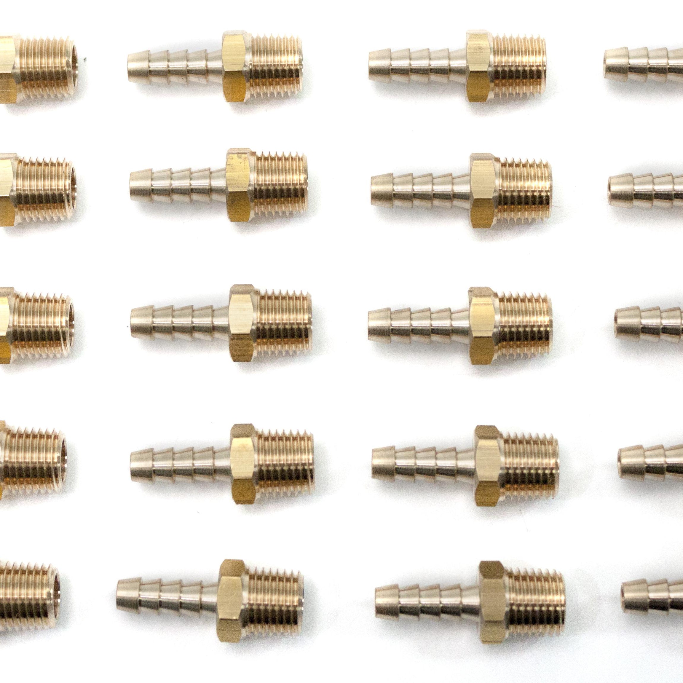 LTWFITTING Brass Fitting Coupler 1/4-Inch Hose Barb x 1/4-Inch Male NPT Fuel Gas Water(Pack of 25)