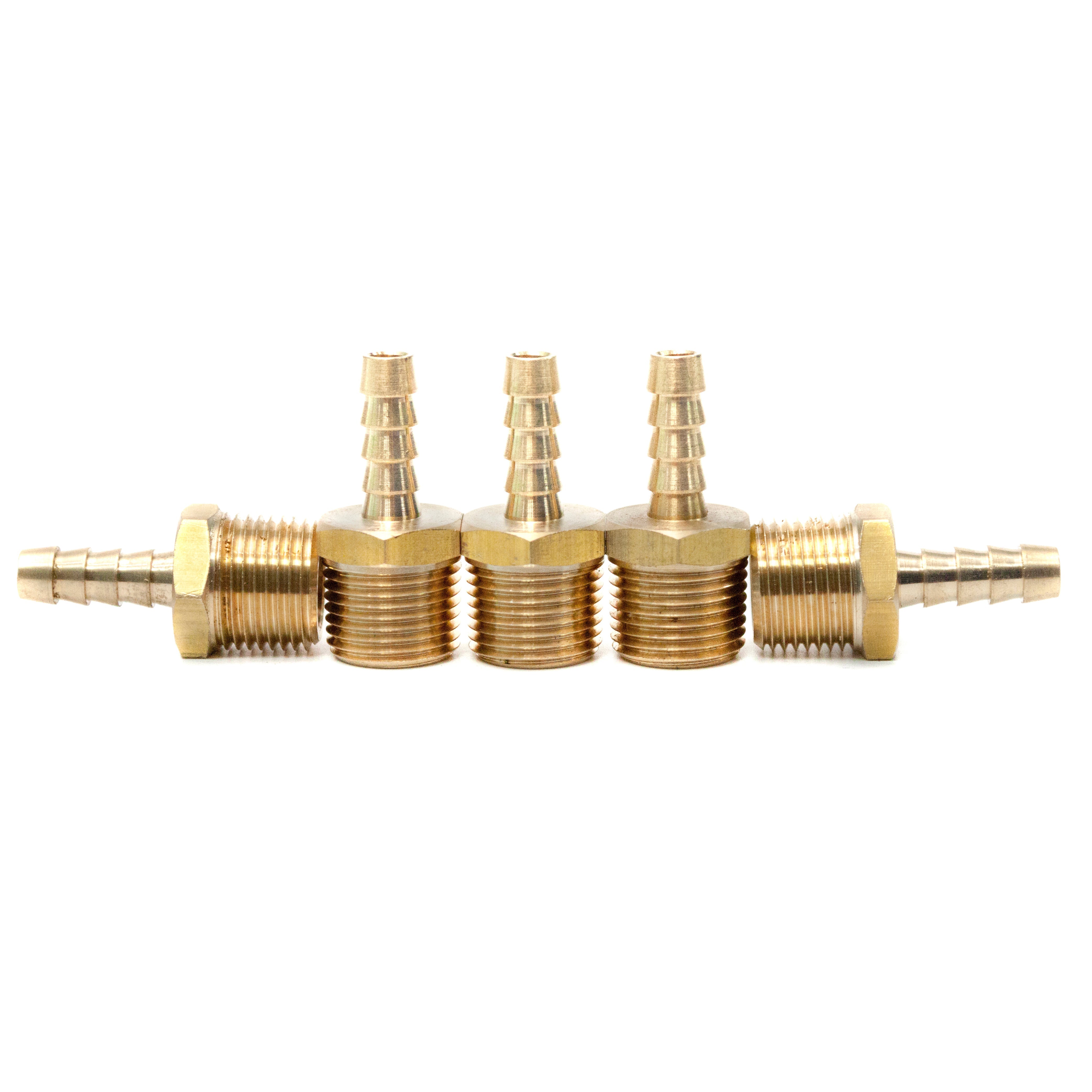 LTWFITTING Brass Barb Fitting Coupler/Connector 1/4-Inch Hose ID x 3/8-Inch Male NPT Fuel(Pack of 5)