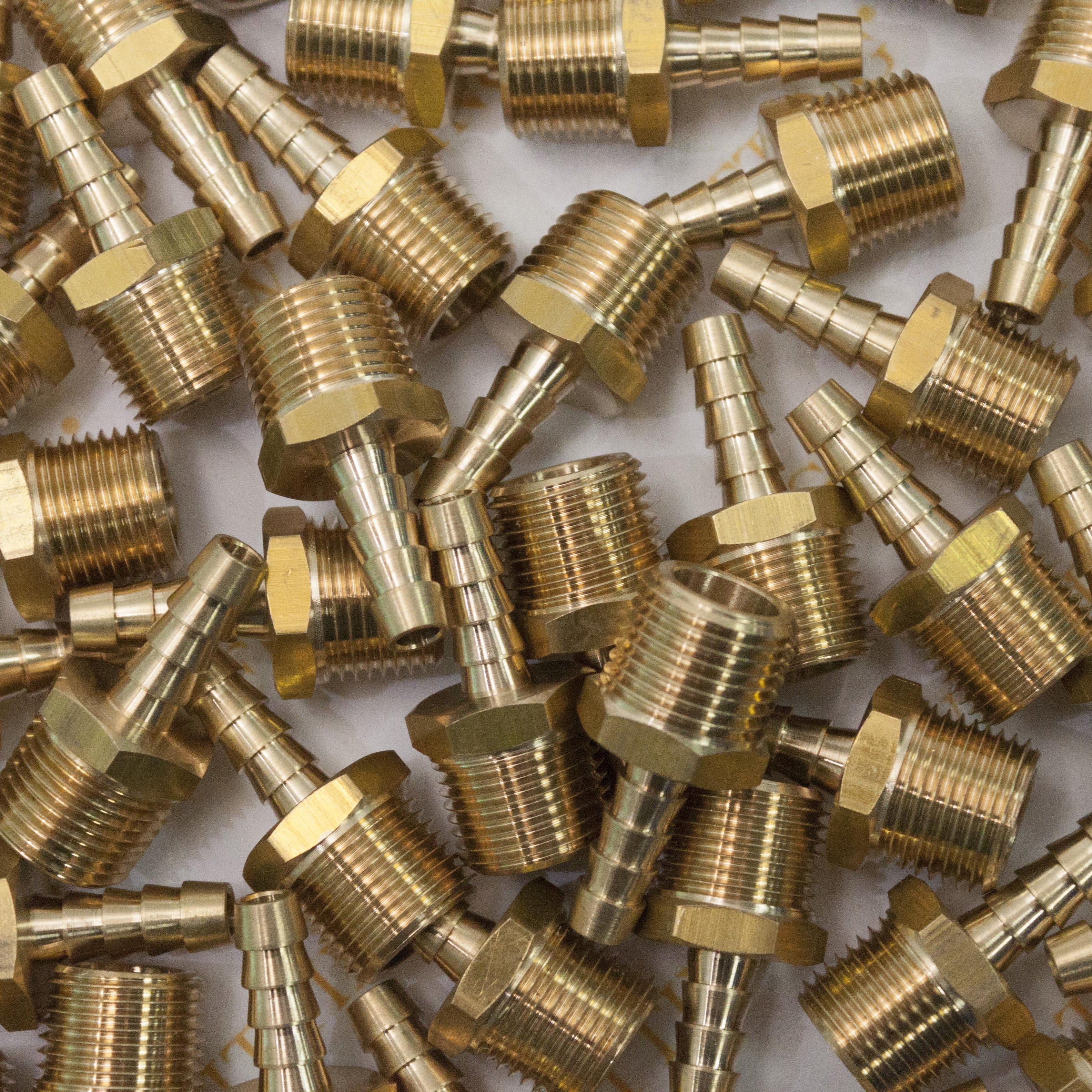 LTWFITTING Brass Barb Fitting Coupler/Connector 1/4-Inch Hose ID x 3/8-Inch Male NPT Fuel(Pack of 300)