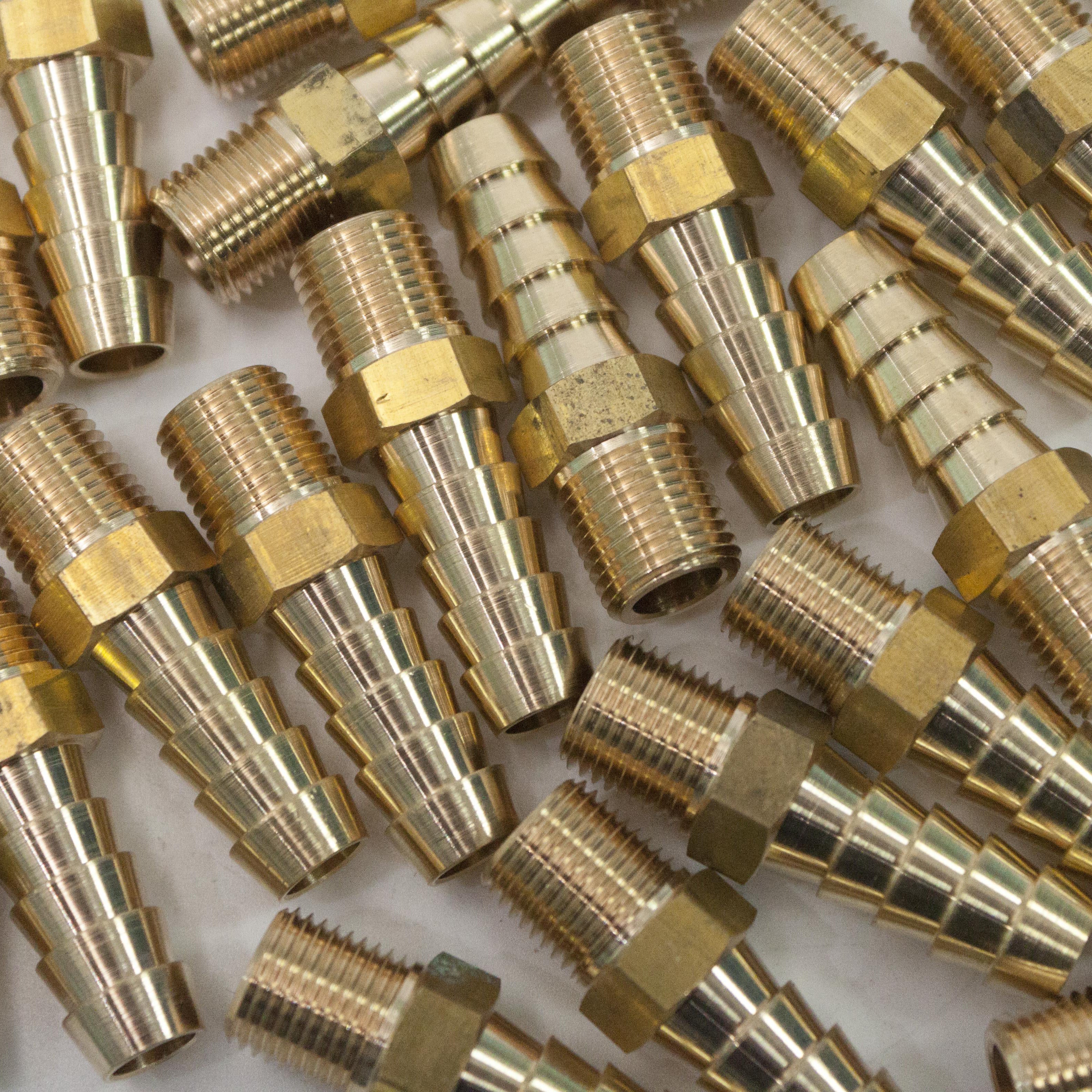 LTWFITTING Brass Fitting Coupler 5/16-Inch Hose Barb x 1/8-Inch Male NPT Fuel Gas Water(Pack of 100)