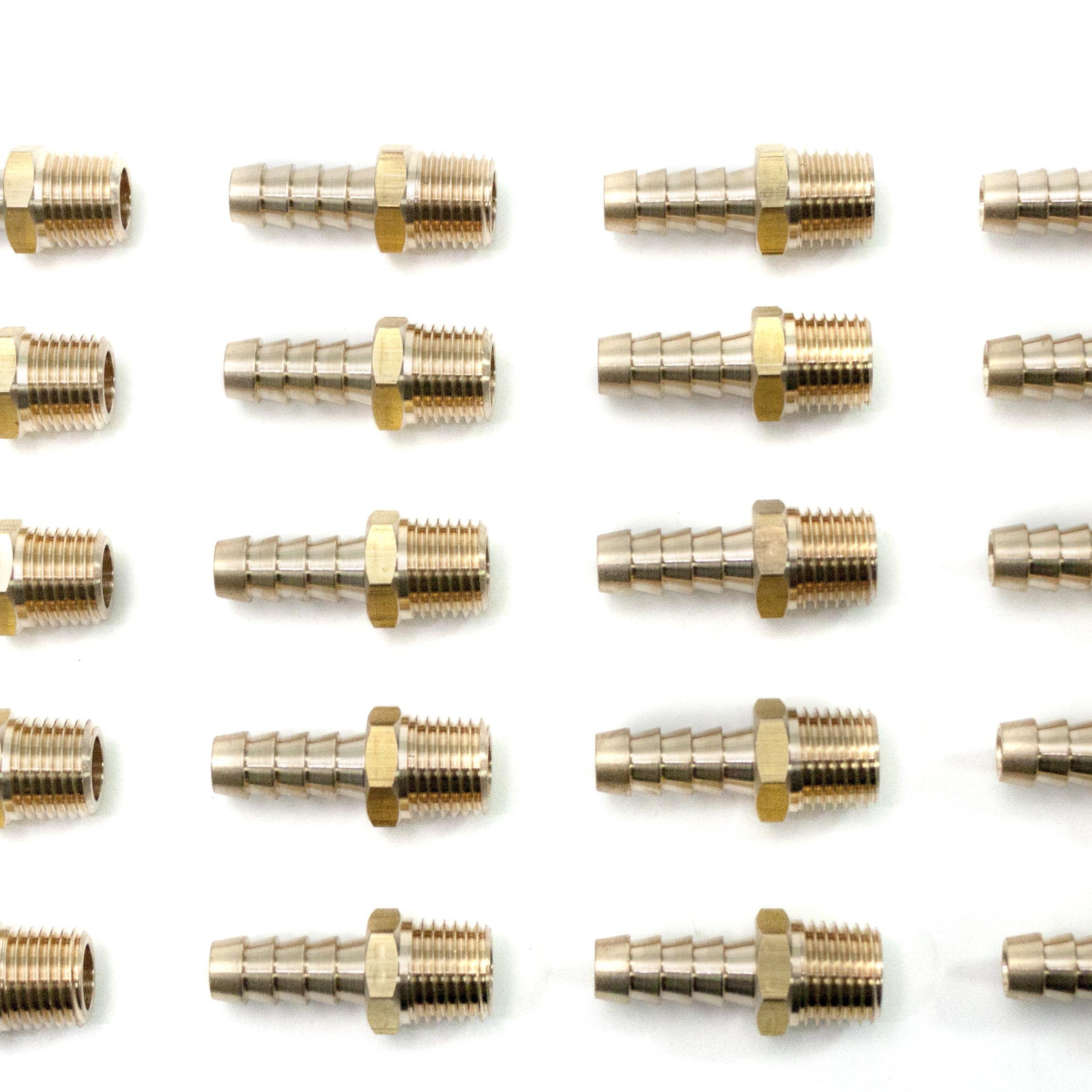 LTWFITTING Brass Fitting Coupler 5/16-Inch Hose Barb x 1/4-Inch Male NPT Fuel Gas Water(Pack of 25)