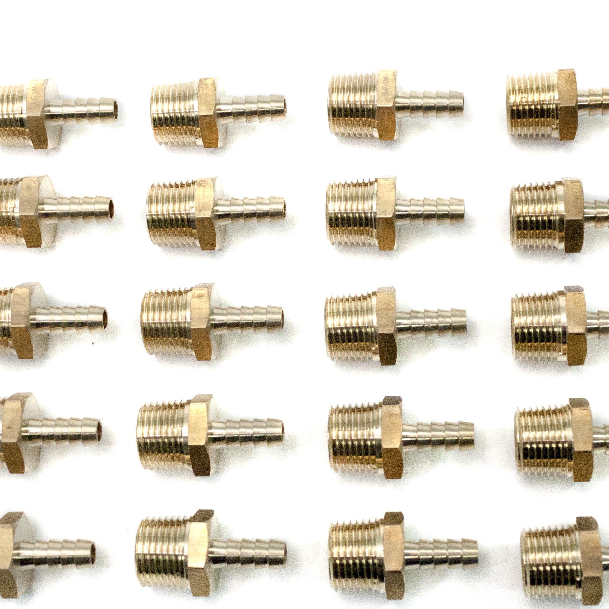 LTWFITTING Brass Barb Fitting Coupler/Connector 5/16-Inch Hose ID x 1/2-Inch Male NPT Fuel(Pack of 30)