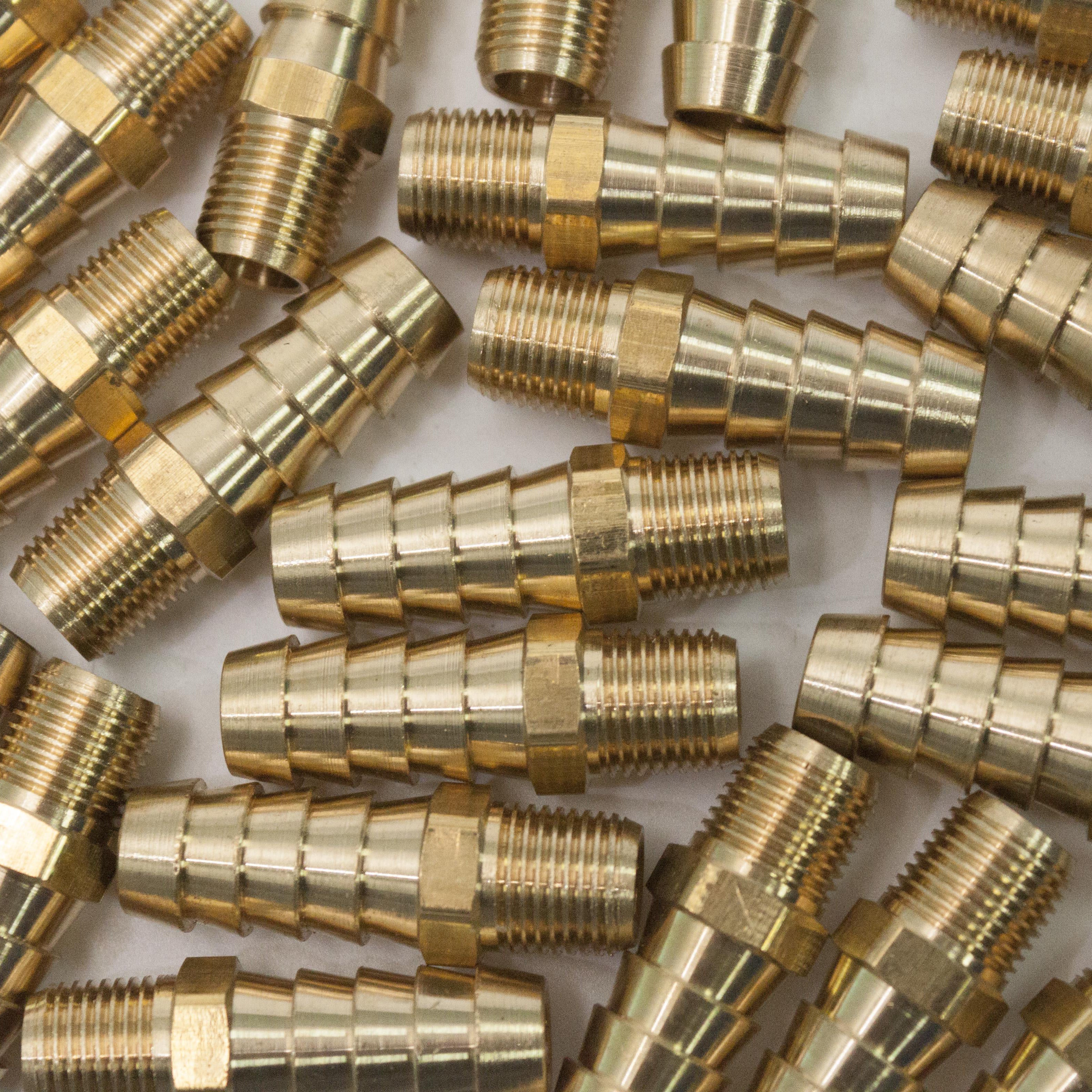 LTWFITTING Brass Fitting Coupler 3/8-Inch Hose Barb x 1/8-Inch Male NPT Fuel Gas Water(Pack of 100)
