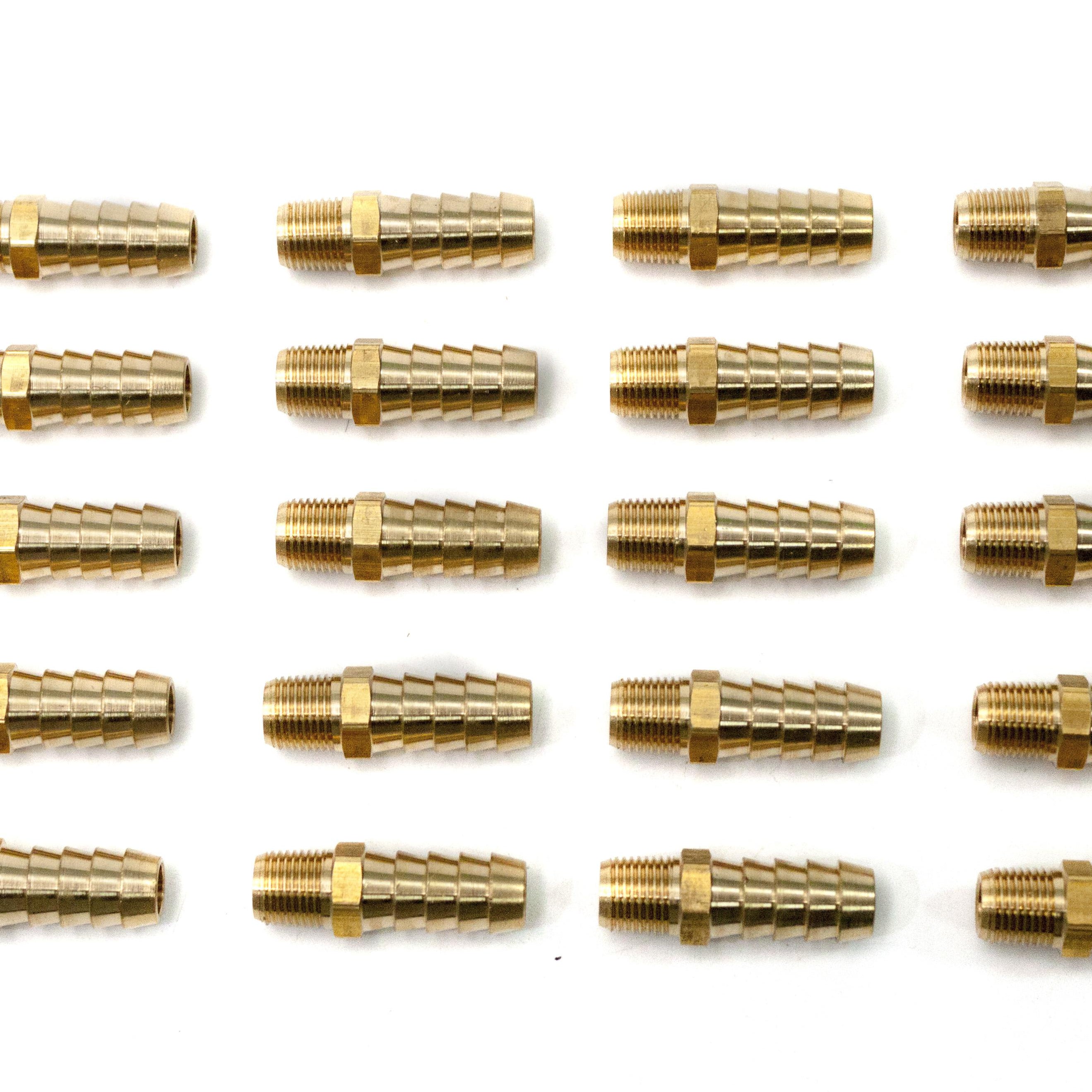 LTWFITTING Brass Fitting Coupler 3/8-Inch Hose Barb x 1/8-Inch Male NPT Fuel Gas Water(Pack of 25)