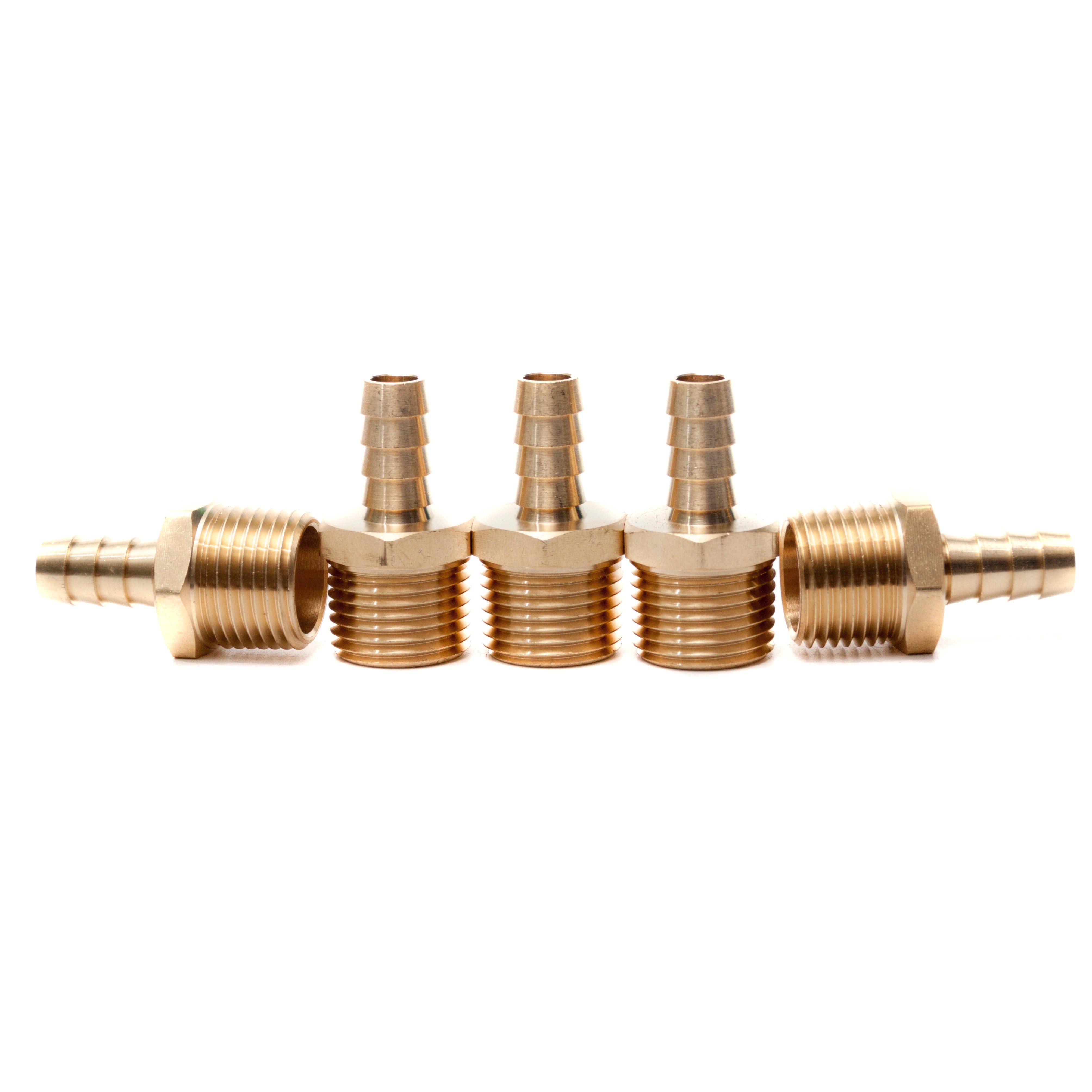 LTWFITTING Brass Barb Fitting Coupler 3/8-Inch Hose ID x 1/2-Inch Male NPT Fuel Gas Water(Pack of 5)