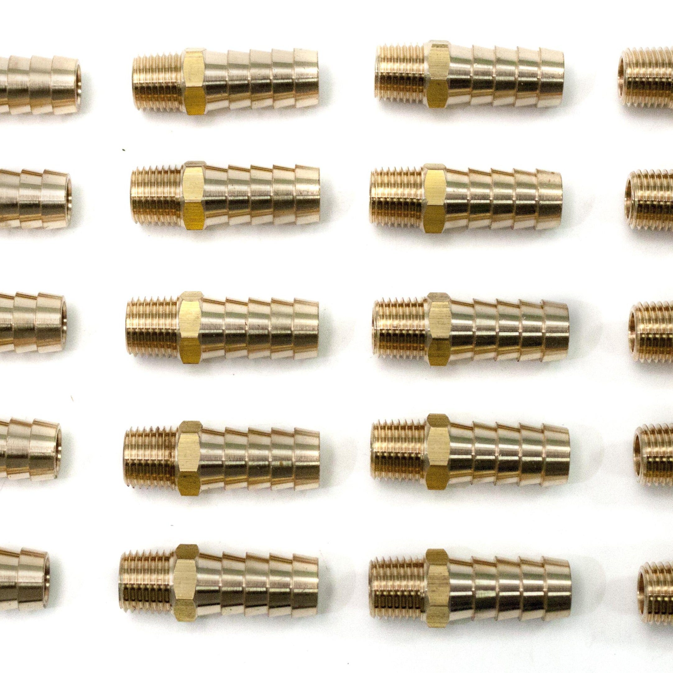 LTWFITTING Brass Fitting Connector 1/2-Inch Hose Barb x 1/4-Inch NPT Male Fuel Gas Water(Pack of 25)