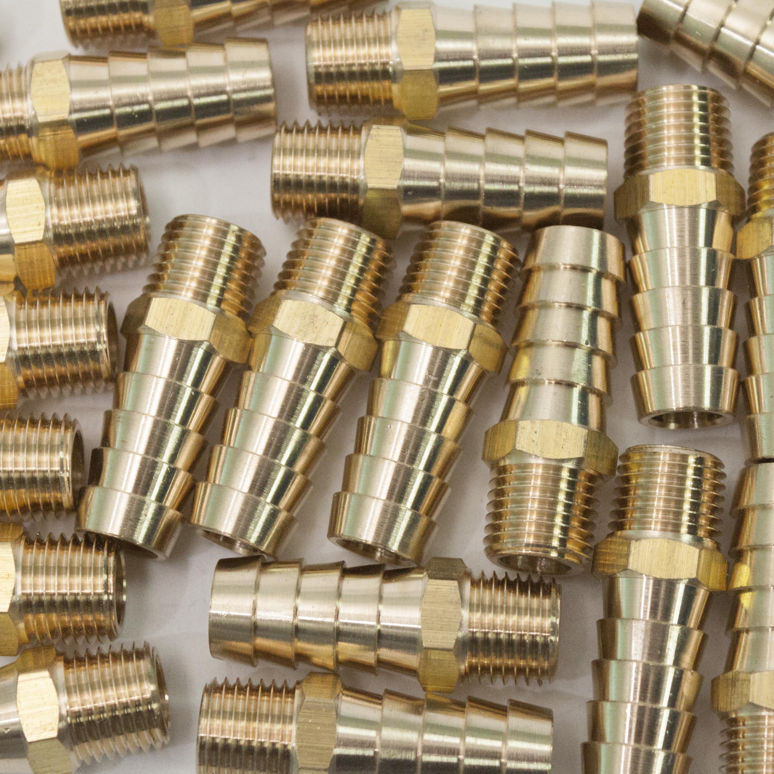 LTWFITTING Brass Fitting Connector 1/2-Inch Hose Barb x 1/4-Inch NPT Male Fuel Gas Water(Pack of 300)