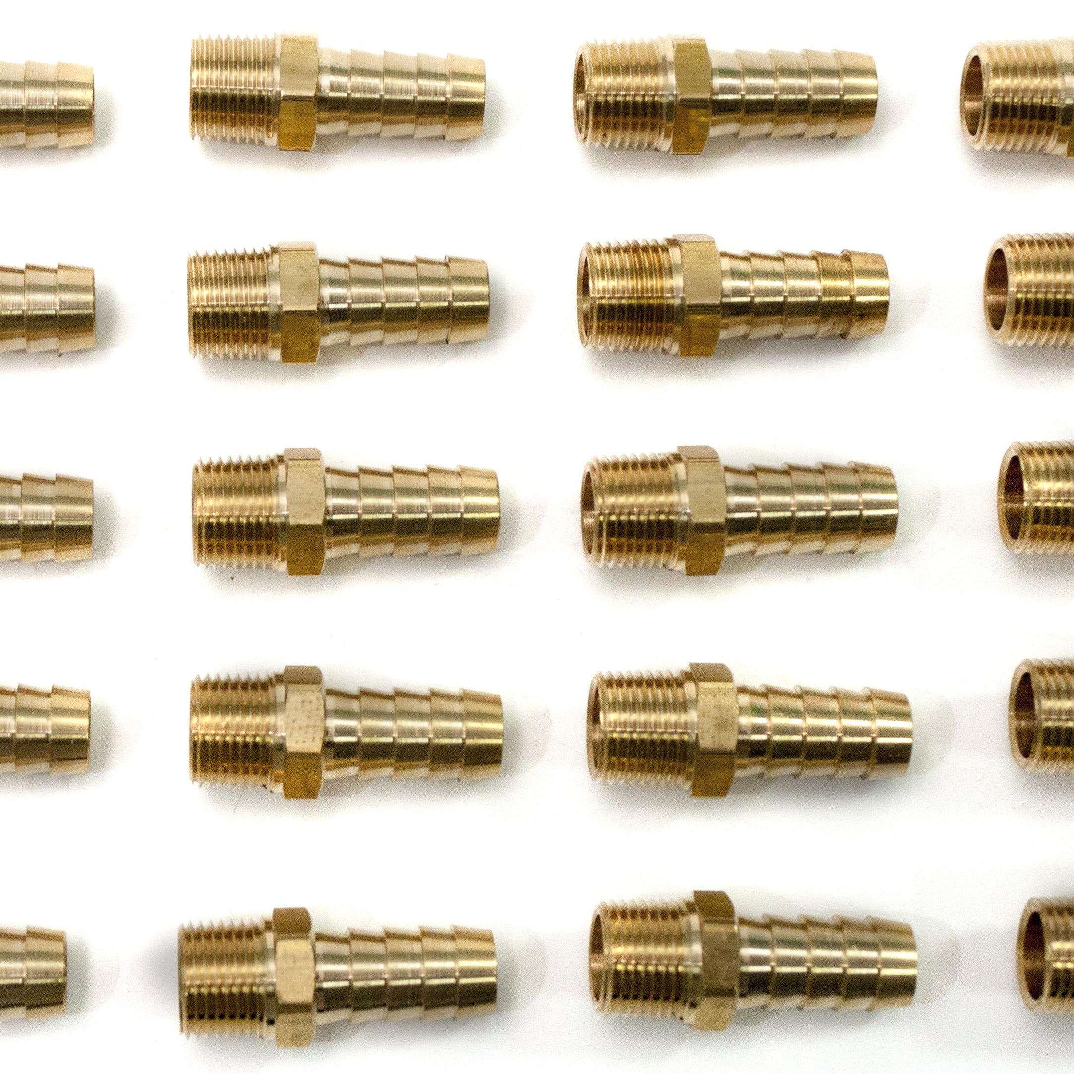 LTWFITTING Brass Fitting Connector 1/2-Inch Hose Barb x 3/8-Inch NPT Male Fuel Gas Water(Pack of 25)