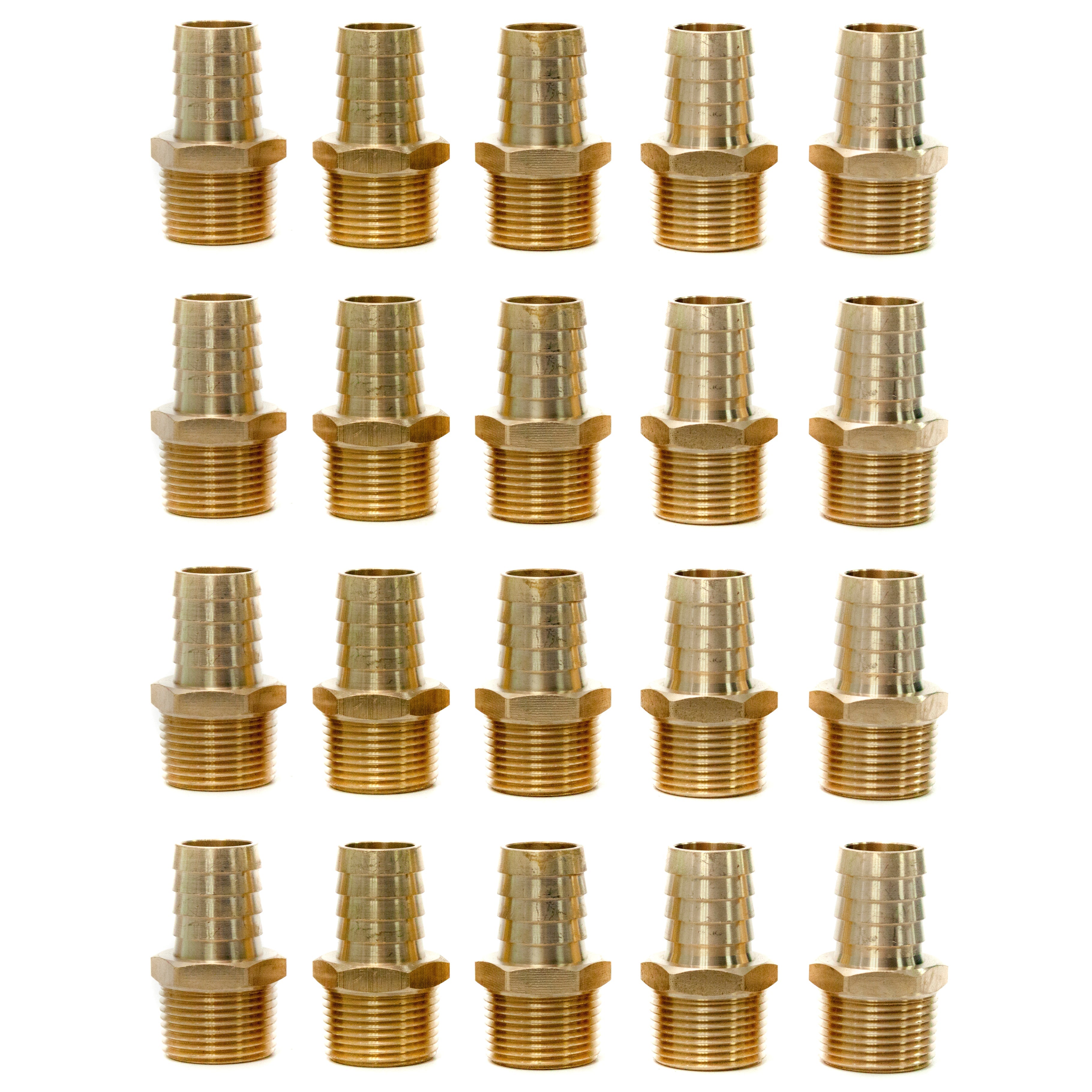 LTWFITTING Brass Barb Fitting Coupler/Connector 3/4-Inch Hose ID x 3/4-Inch Male NPT Gas(Pack of 20)