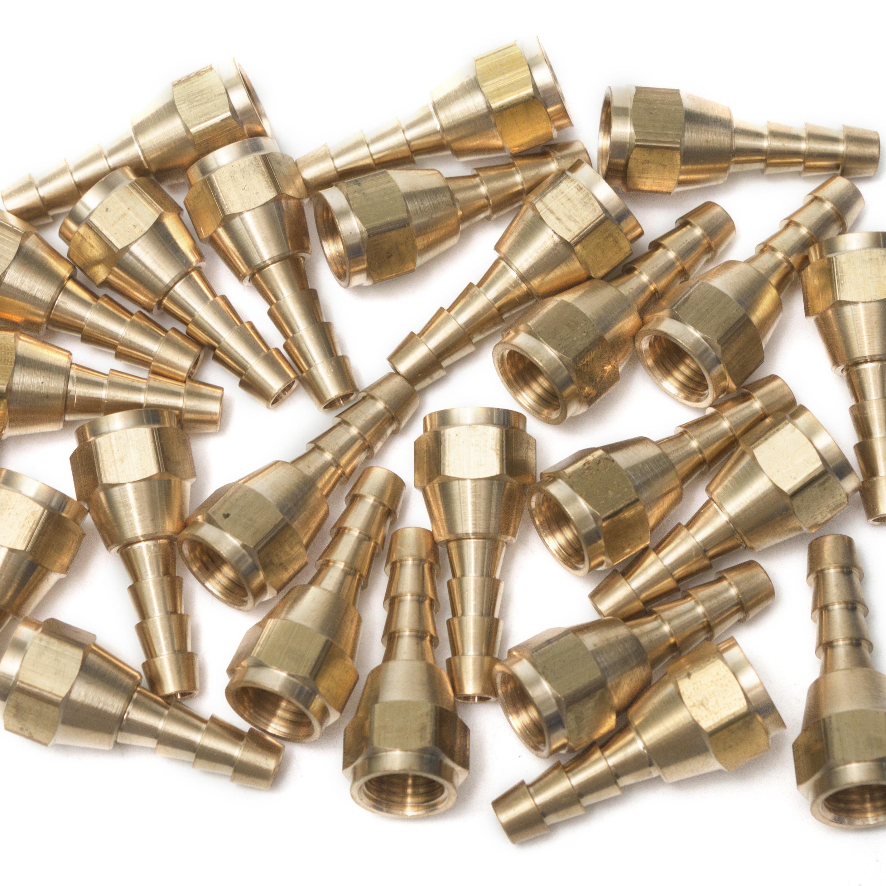 LTWFITTING Brass Flare Tube Fitting 1/4 Inch Hose ID x 1/4 Inch Female 45 Deg Swivel Nut Union (Pack of 500)