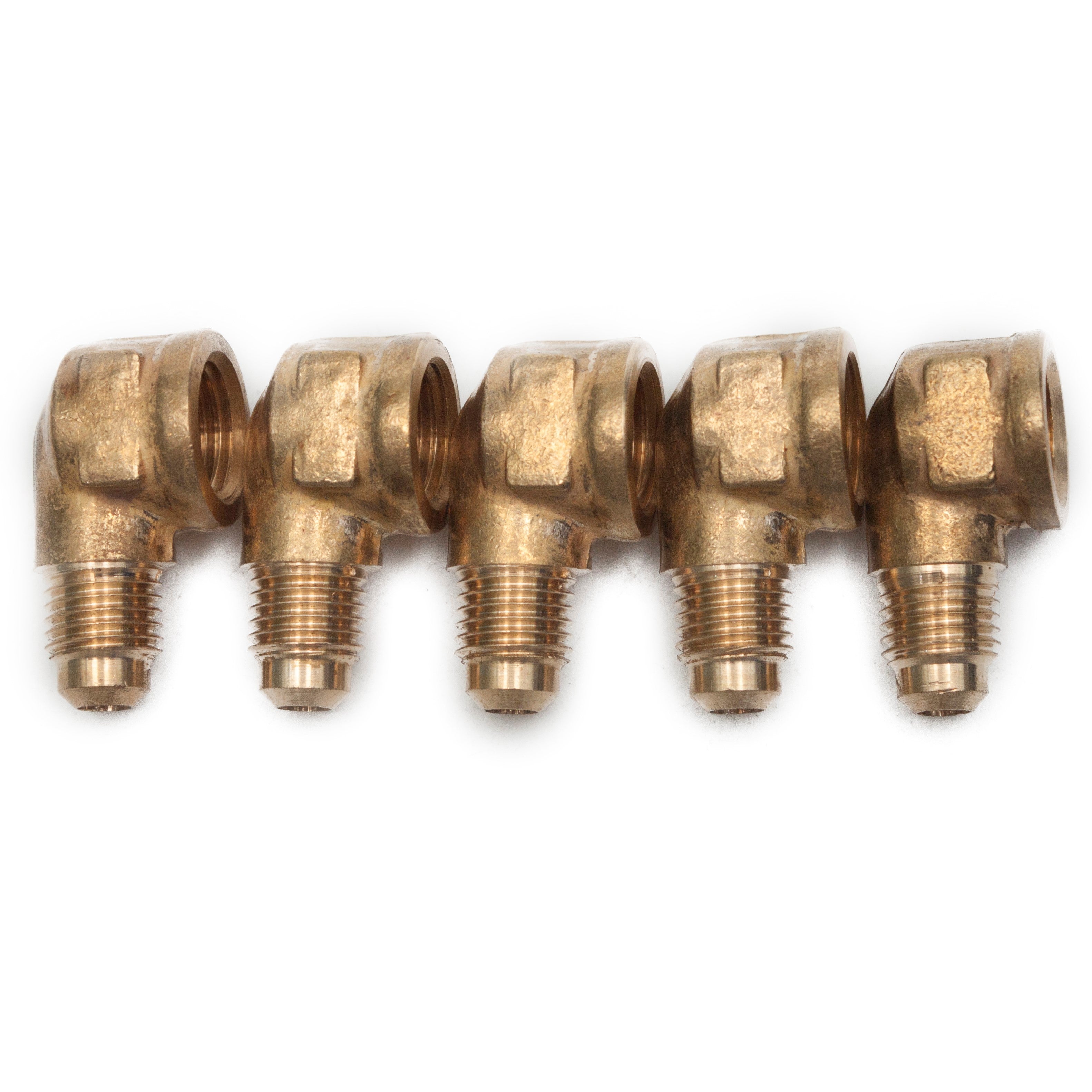 LTWFITTING Brass 1/4 Inch OD x 1/4 Inch Female NPT 45 Deg Flare 90 Degree Flare Elbow Tube Fitting(Pack of 250)