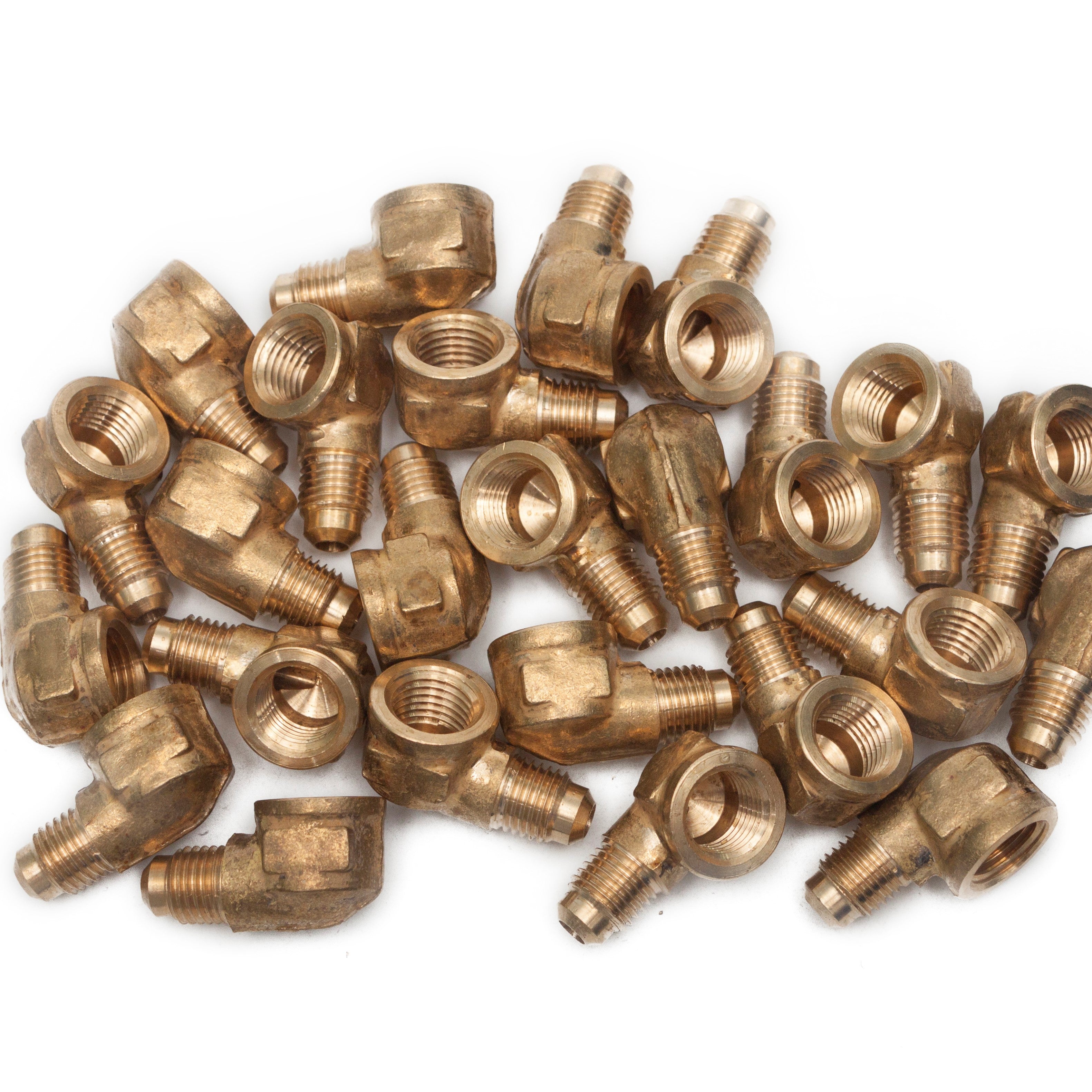 LTWFITTING Brass 1/4 Inch OD x 1/4 Inch Female NPT 45 Deg Flare 90 Degree Flare Elbow Tube Fitting(Pack of 25)