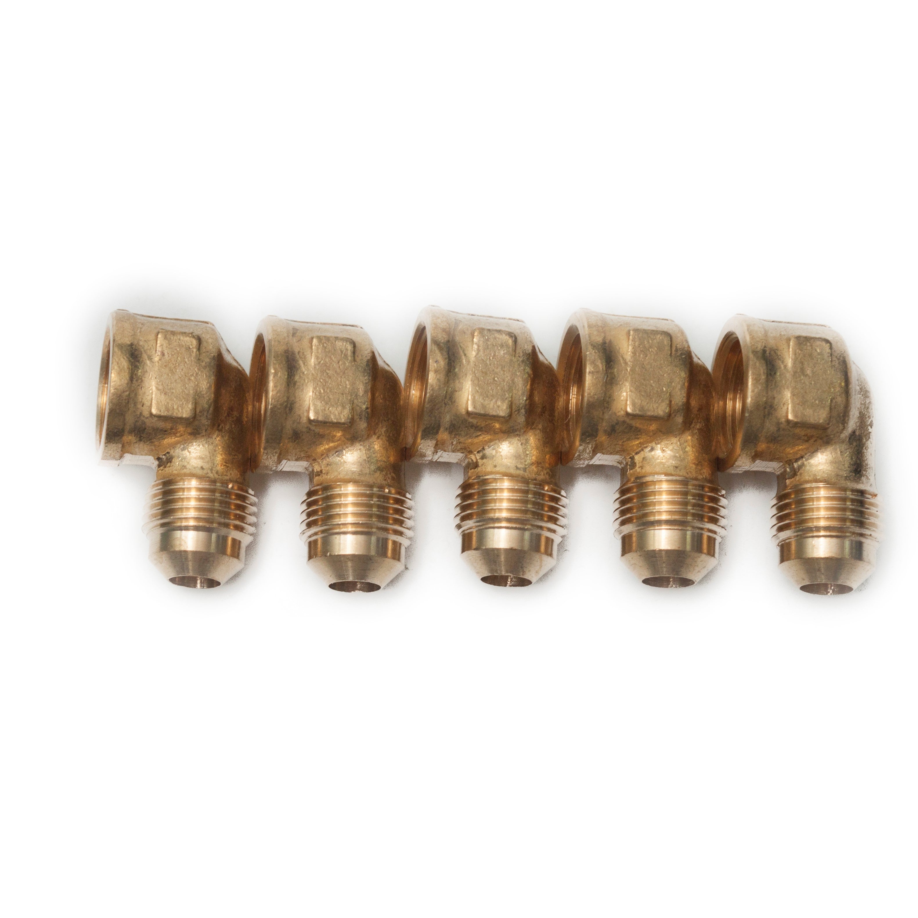 LTWFITTING Brass 3/8 Inch OD x 3/8 Inch Female NPT 45 Deg Flare 90 Degree Flare Elbow Tube Fitting(Pack of 5)