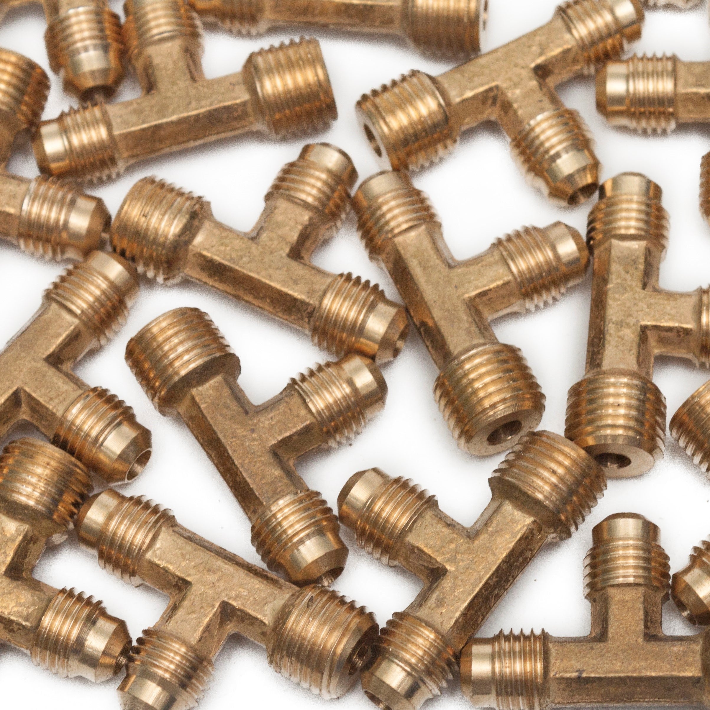 LTWFITTING Brass 1/4 Inch OD x 1/4 Inch OD x 1/8 Inch Male NPT Flare Run Tee Tube Fitting(Pack of 400)