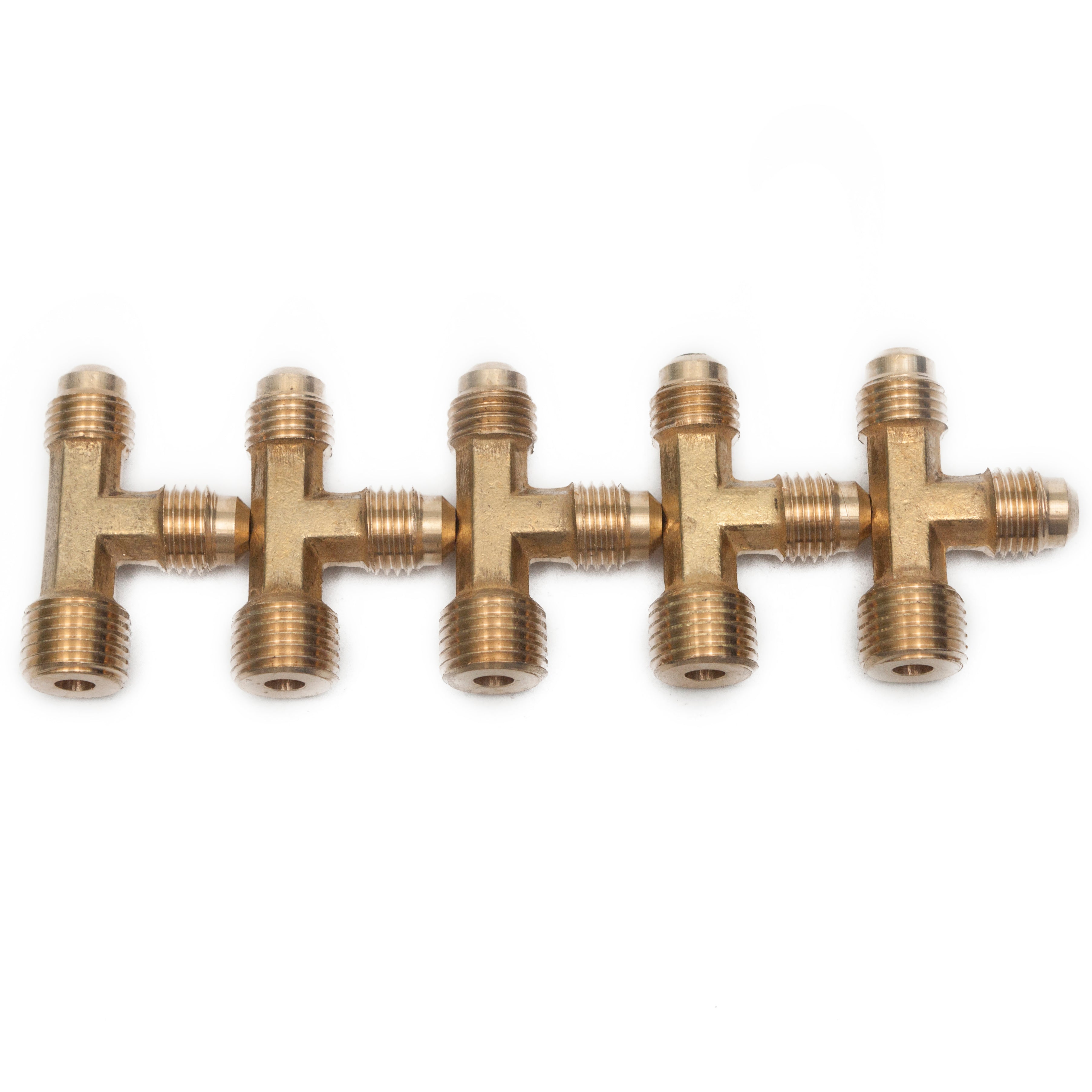 LTWFITTING Brass 1/4 Inch OD x 1/4 Inch OD x 1/4 Inch Male NPT Flare Run Tee Tube Fitting(Pack of 5)