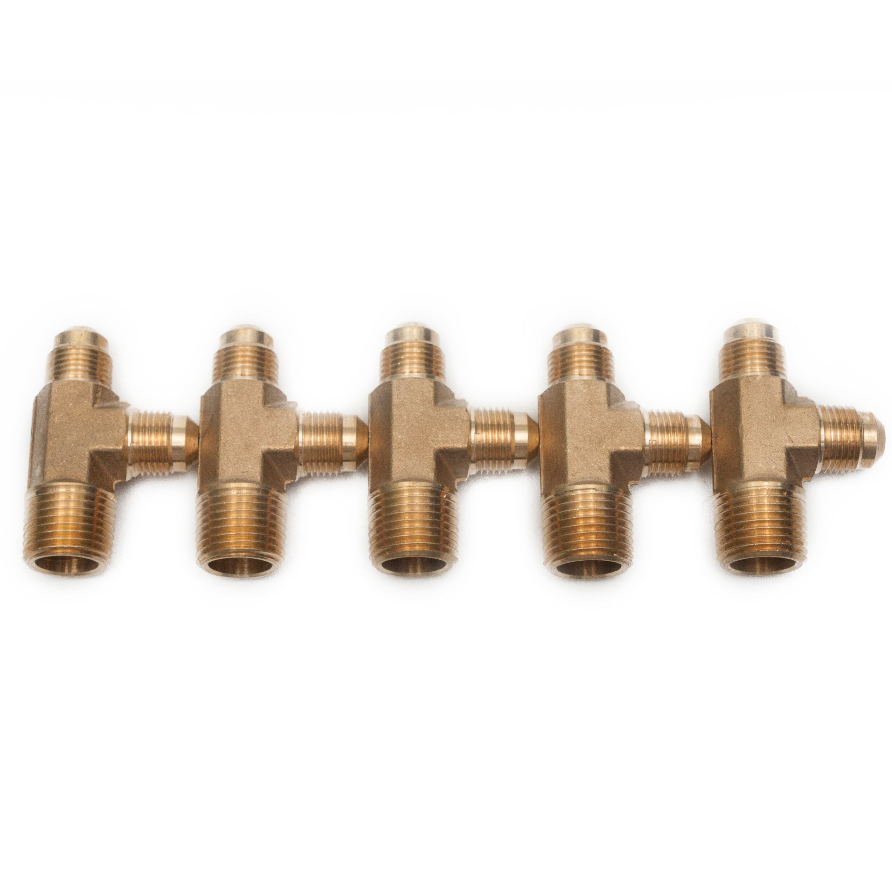 LTWFITTING Brass 3/8 Inch OD x 3/8 Inch OD x 1/2 Inch Male NPT Flare Run Tee Tube Fitting(Pack of 5)