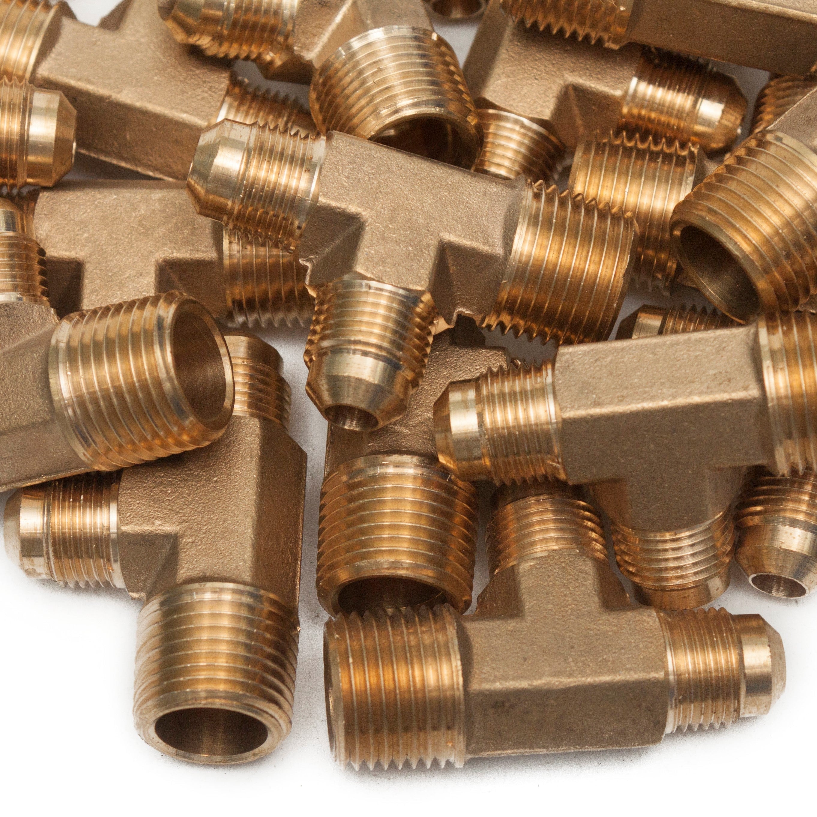 LTWFITTING Brass 3/8 Inch OD x 3/8 Inch OD x 1/2 Inch Male NPT Flare Run Tee Tube Fitting(Pack of 100)