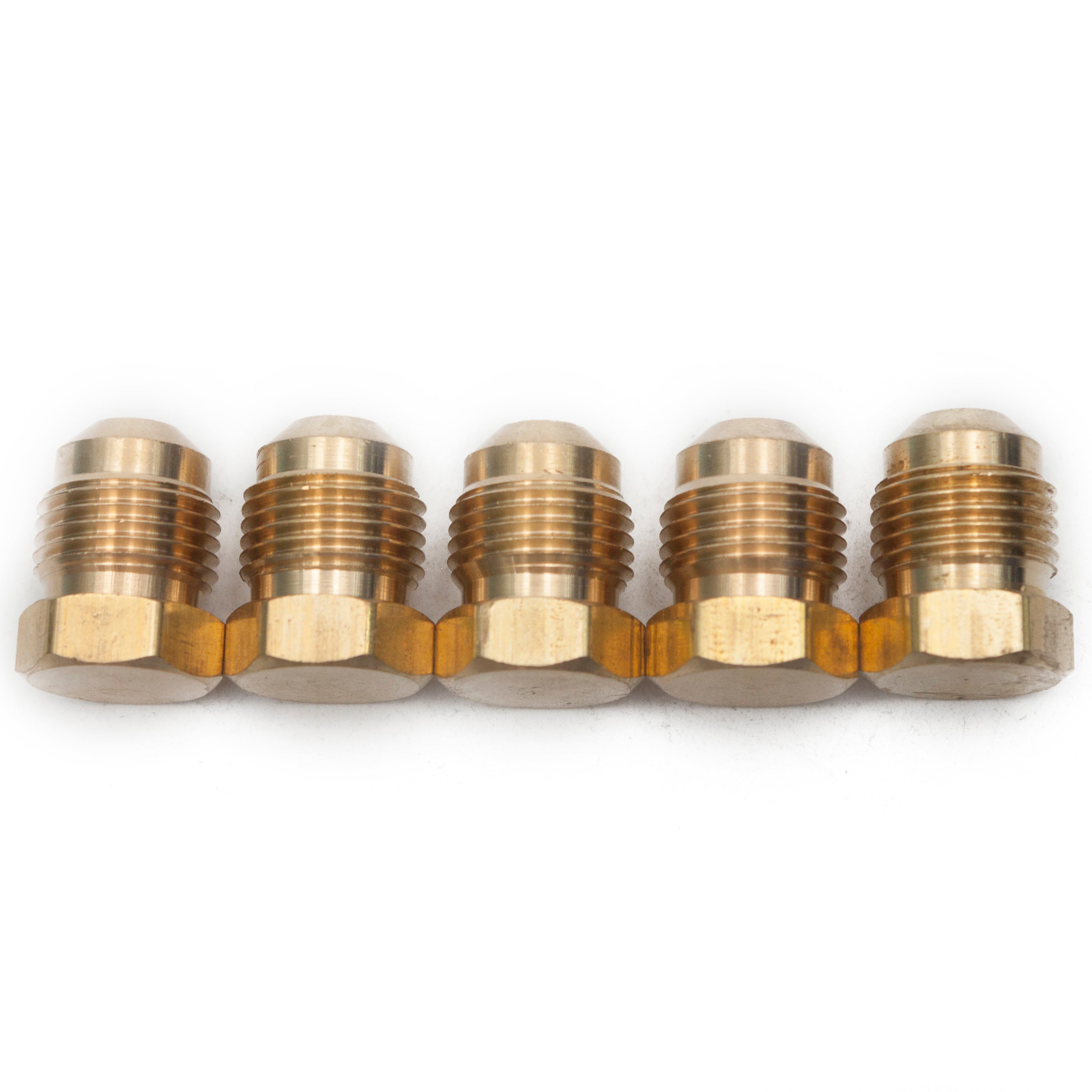 LTWFITTING Brass Flare 3/8 Inch OD Plug, Brass Flare Tube Fitting(Pack of 5)