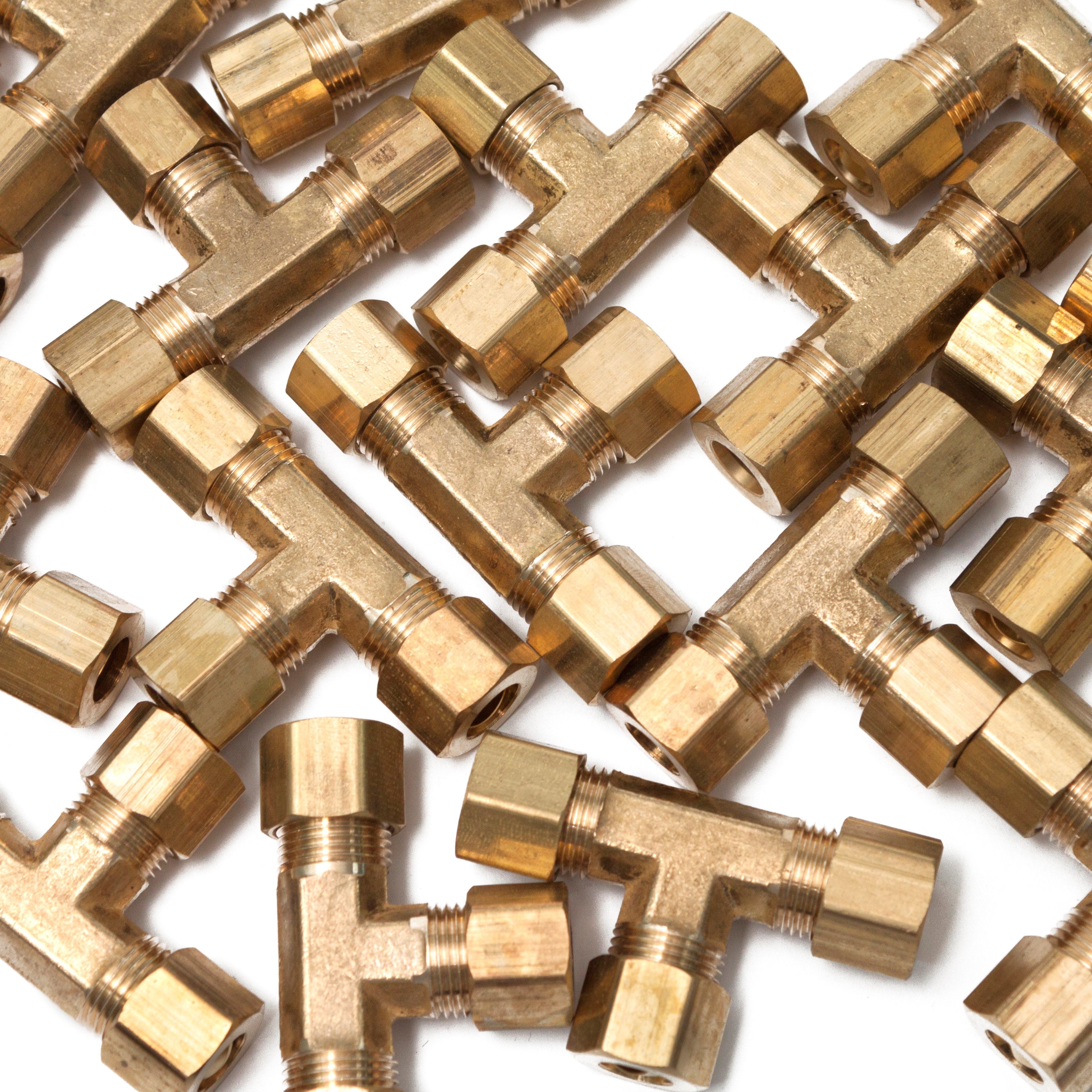LTWFITTING 5/16-Inch OD Compression Tee,Brass Compression Fitting(Pack of 100)