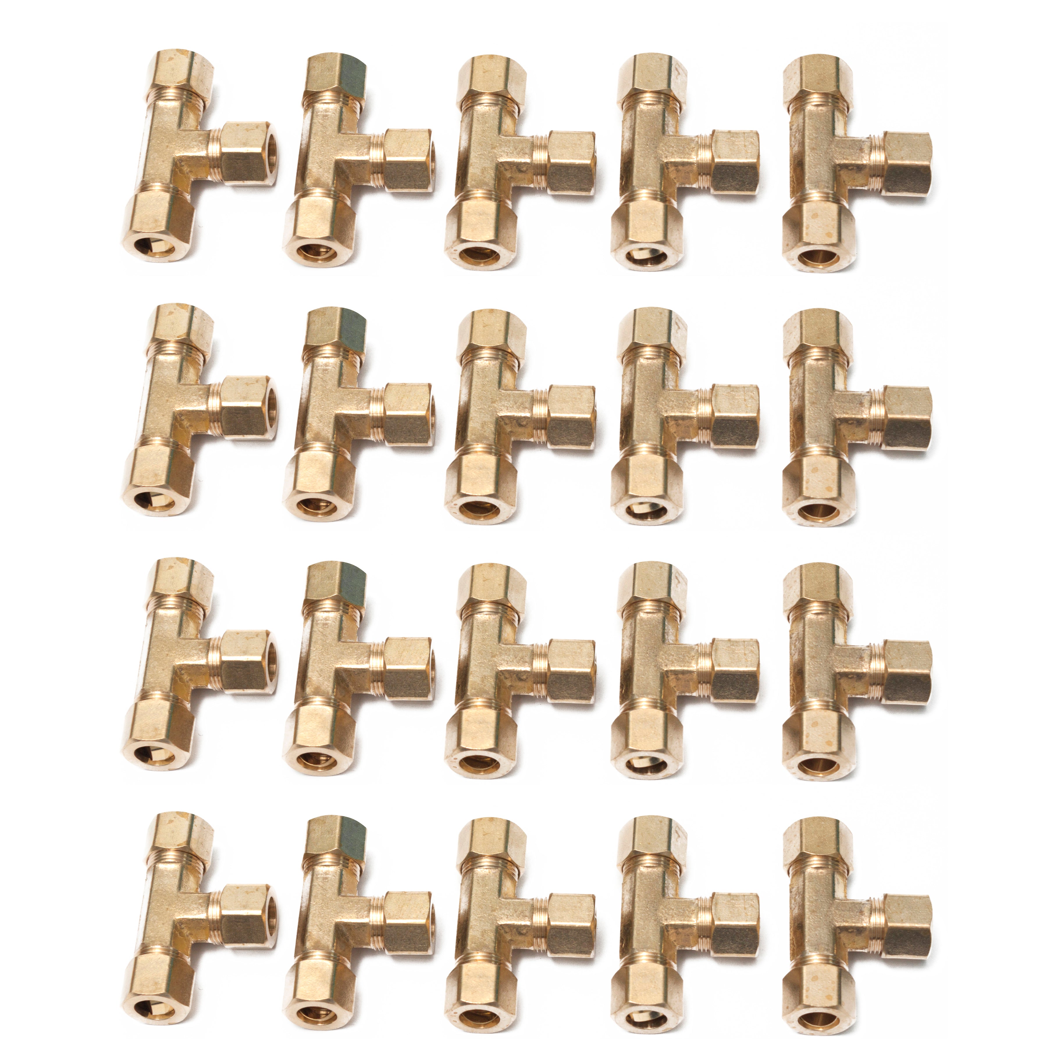 LTWFITTING 3/8-Inch OD Compression Tee,Brass Compression Fitting(Pack of 20)