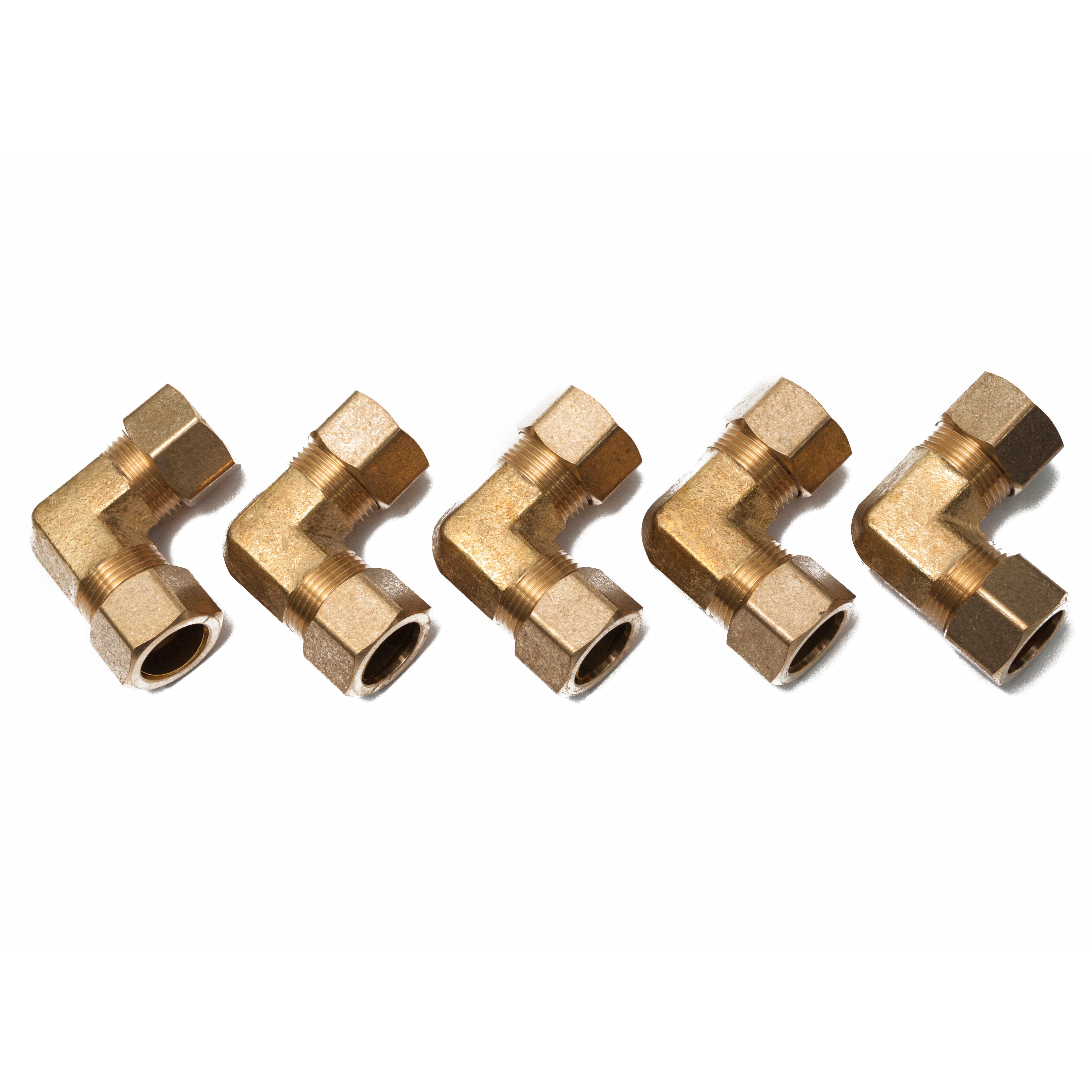 LTWFITTING 5/8-Inch OD 90 Degree Compression Union Elbow,Brass Compression Fitting(Pack of 5)