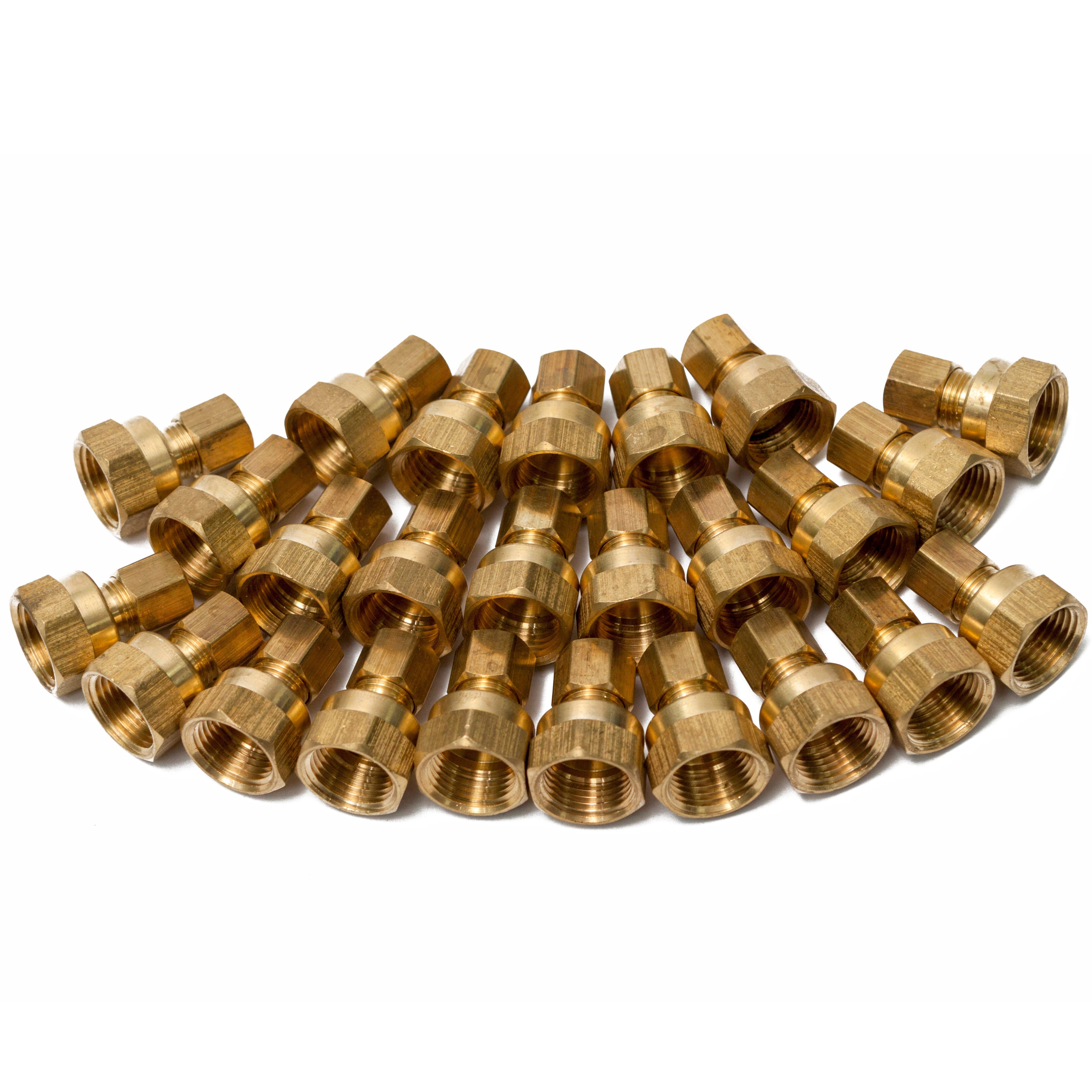 LTWFITTING Brass 1/4-Inch OD x 3/8-Inch Female NPT Compression Connector Fitting(Pack of 25)