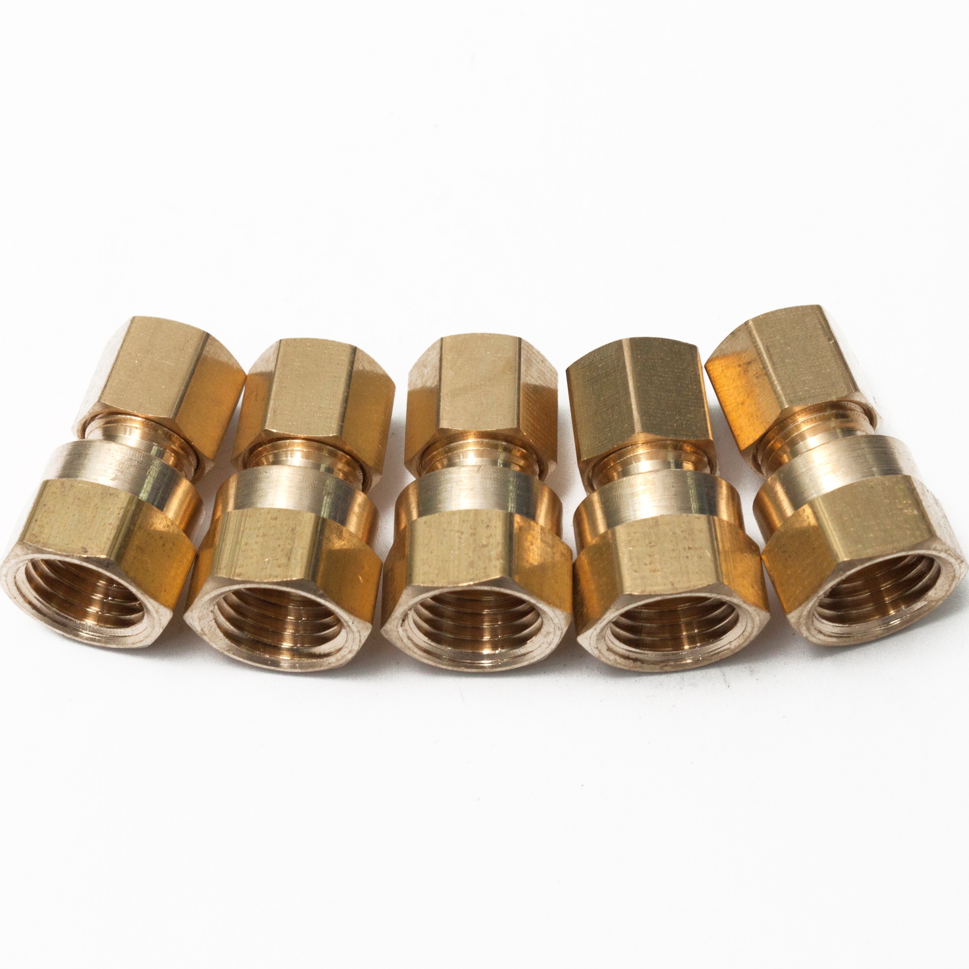 LTWFITTING Brass 3/8-Inch OD x 1/4-Inch Female NPT Compression Connector Fitting(Pack of 5)